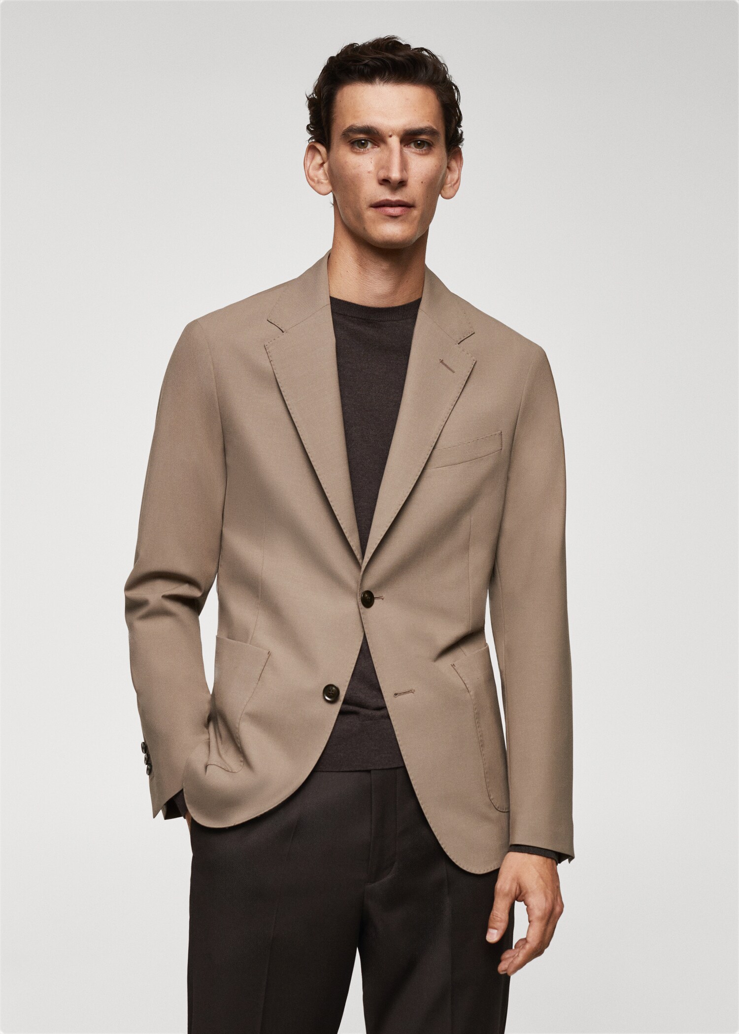 Σακάκι slim fit παρθένο μαλλί - Μεσαίο πλάνο