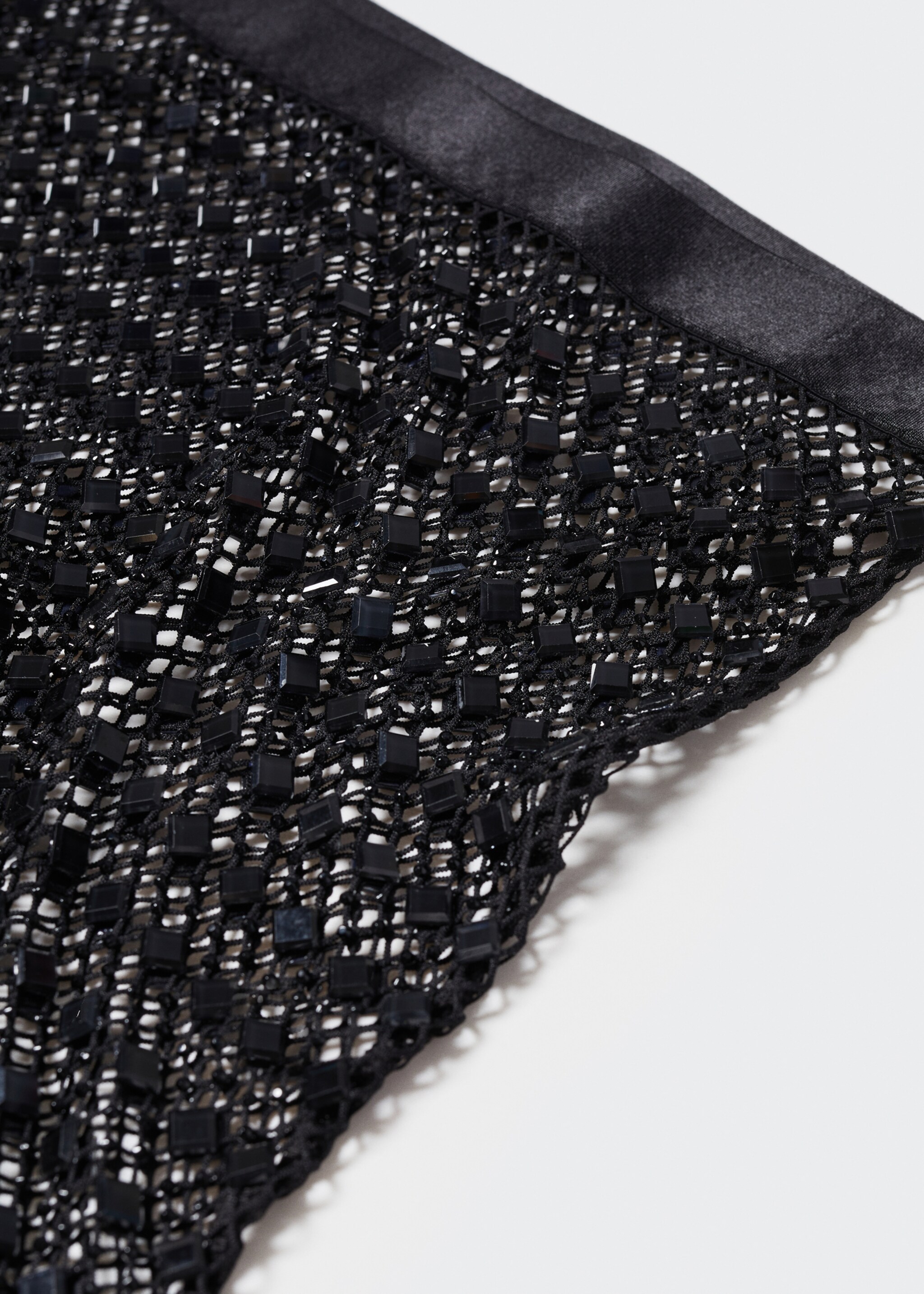 Rhinestone mesh skirt - Details of the article 8, Black. Ref: 57041026-00.