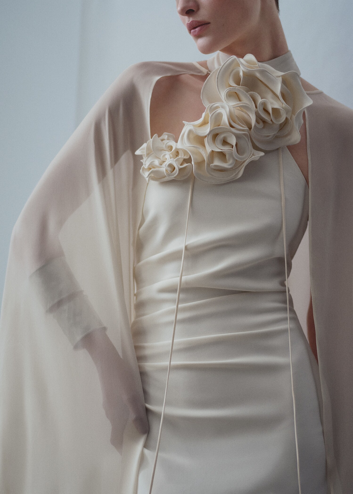 Long cape with tie zip - Medium plane