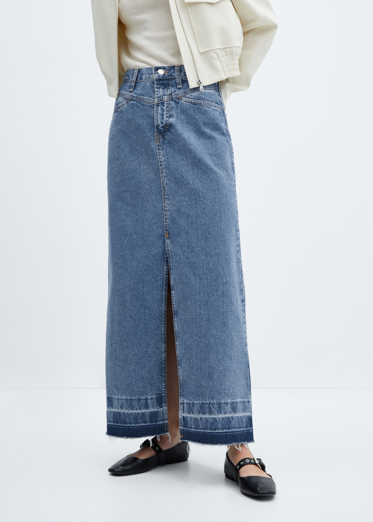 Long denim skirt - Medium plane