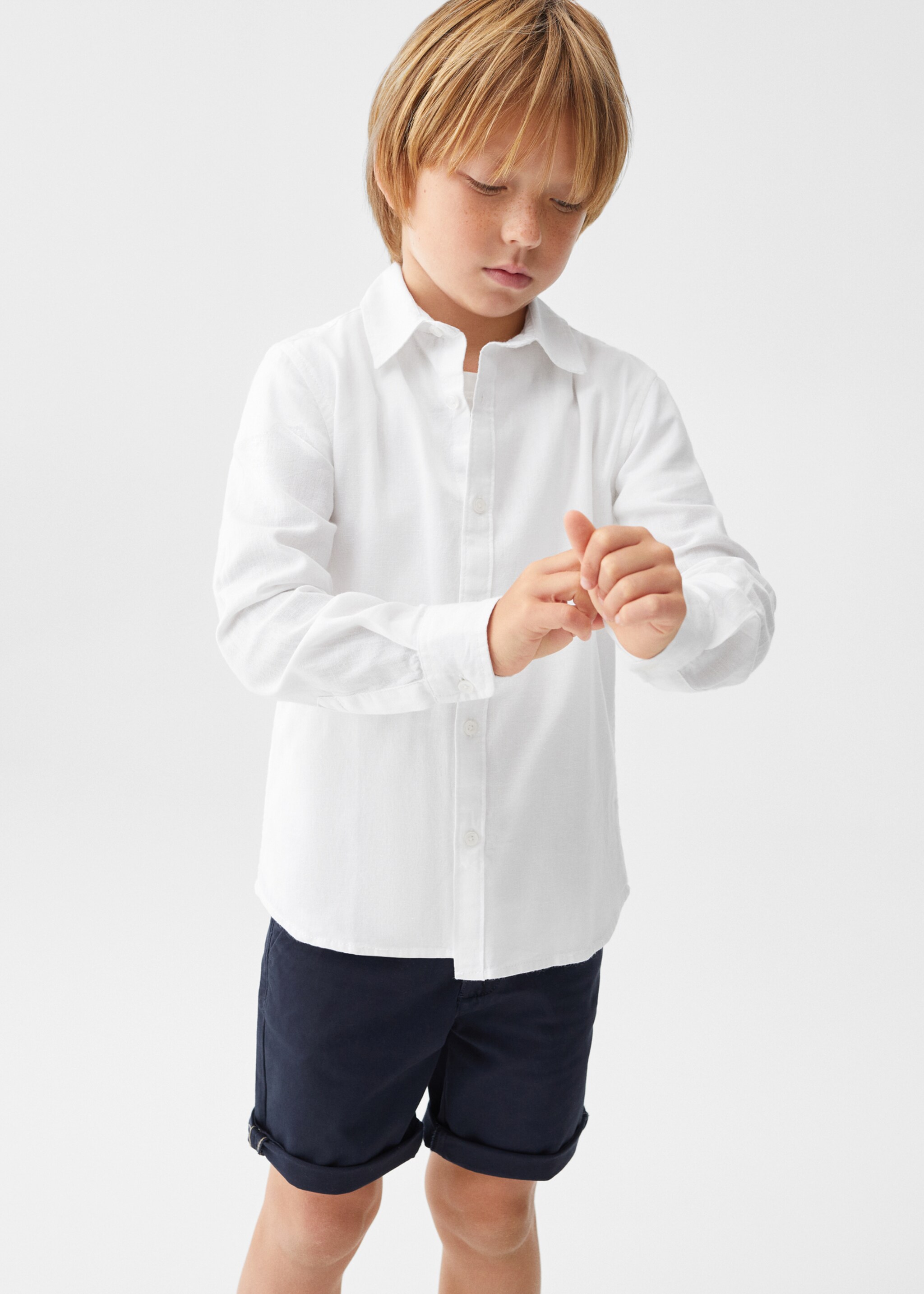 Regular Fit-Leinenhemd - Mittlere Ansicht, Weiß. Ref: 57041502-00.