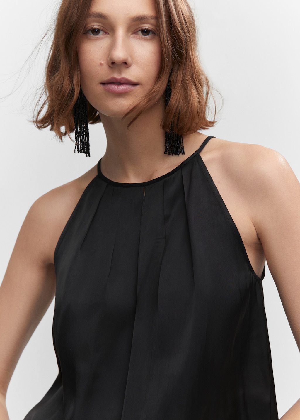 Halter neck satin top deals