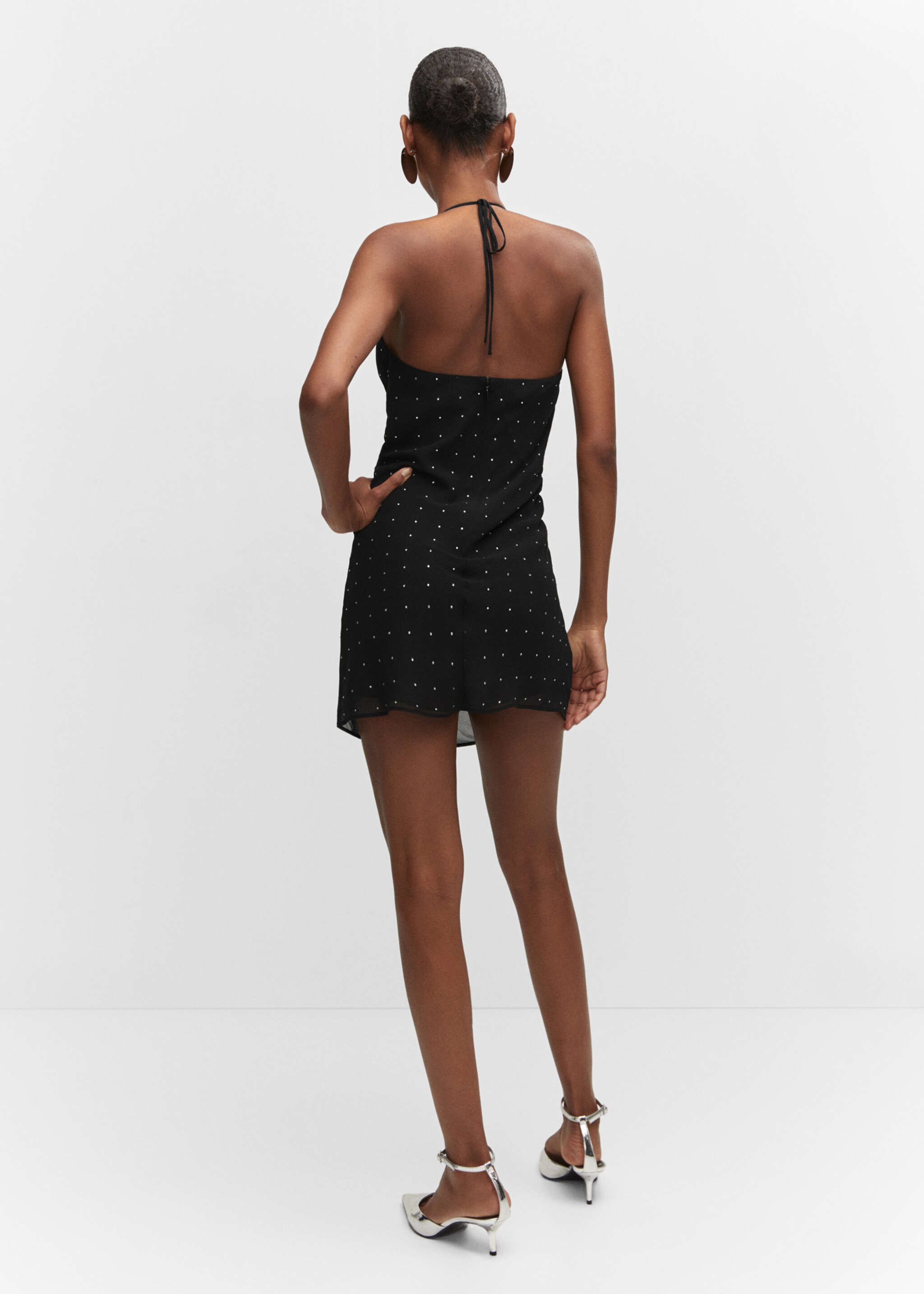 Draped neckline dress with rhinestones - Reverse of the article
