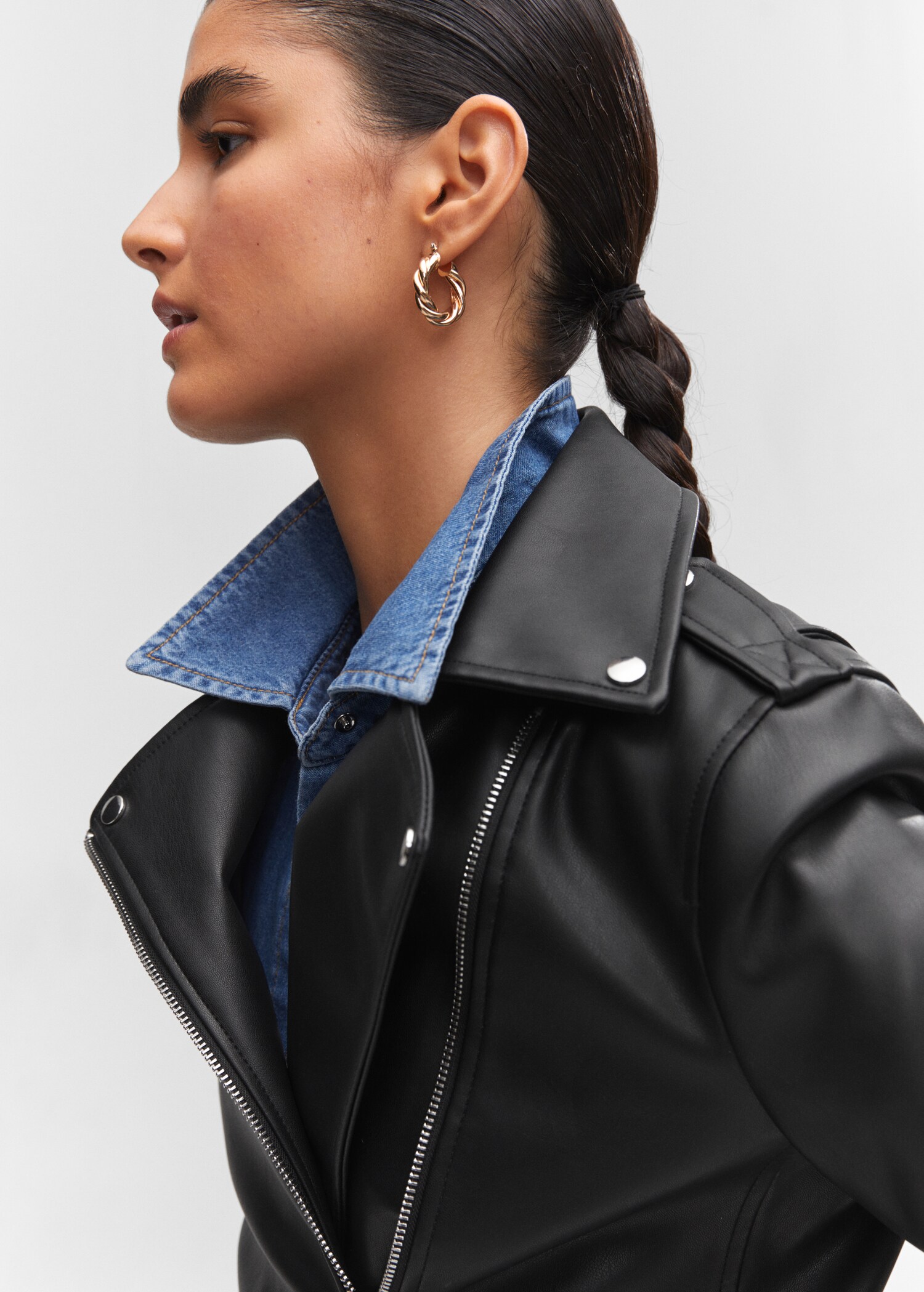 Faux-leather biker jacket - Details of the article 1