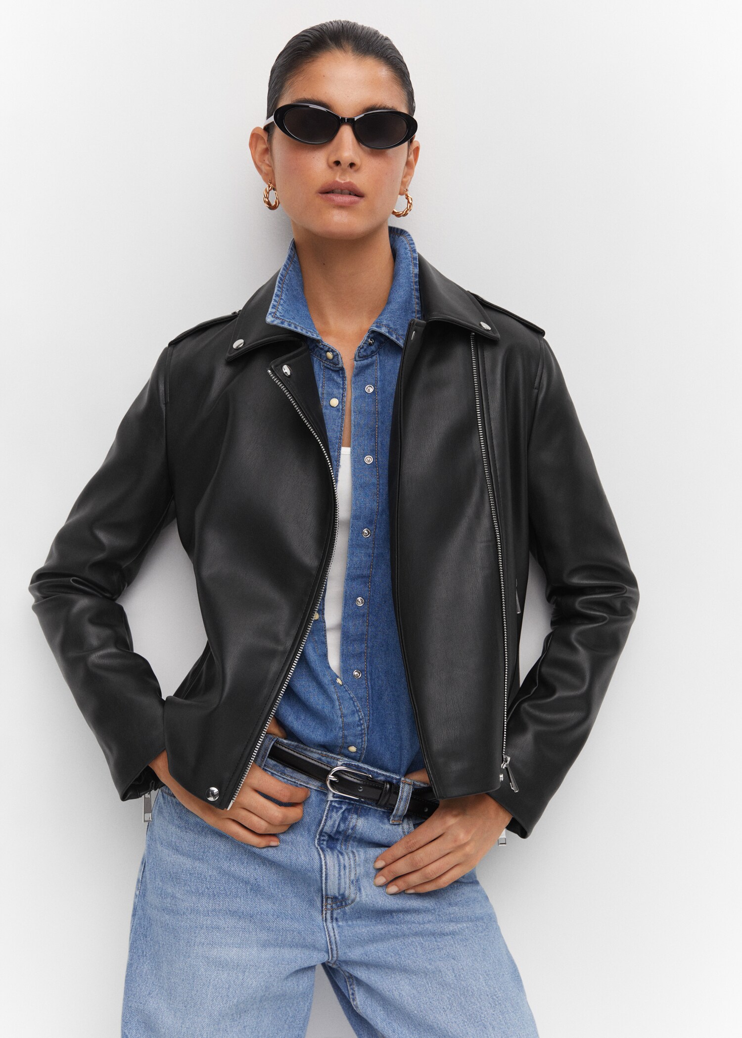 Faux-leather biker jacket - Details of the article 2