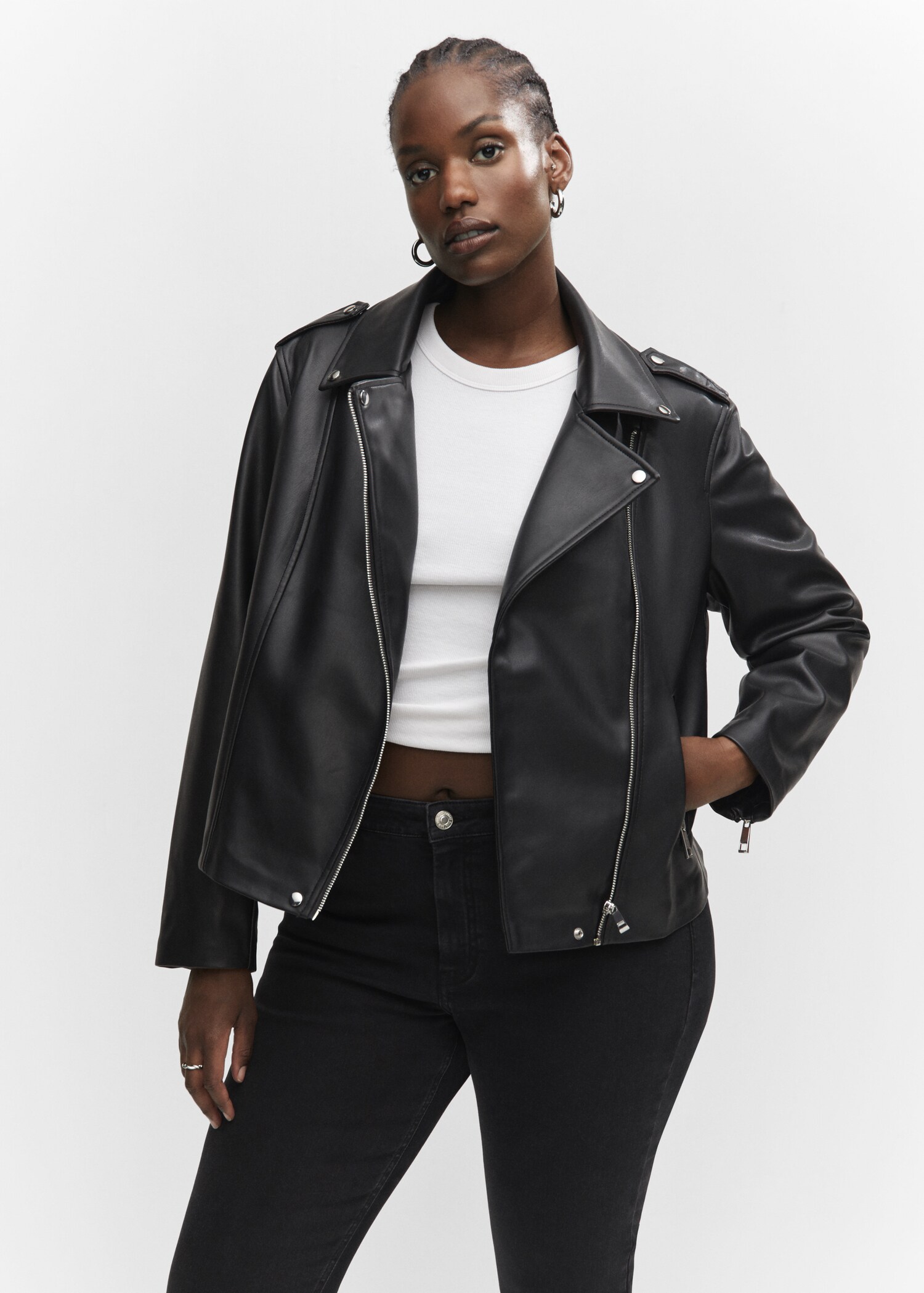Faux-leather biker jacket - Details of the article 5