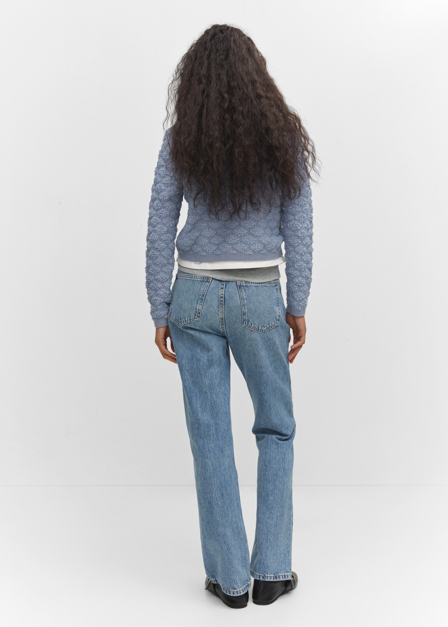 Textured button cardigan - Reverse of the article