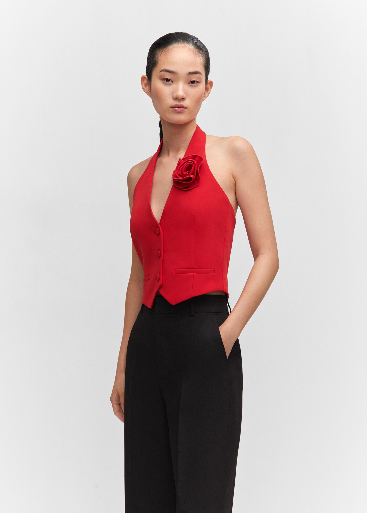 Vest with floral appliqué  - Medium plane