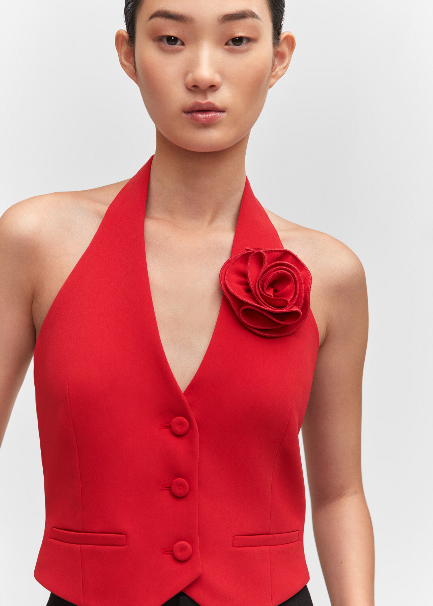 Vest with floral appliqué  - Details of the article 1