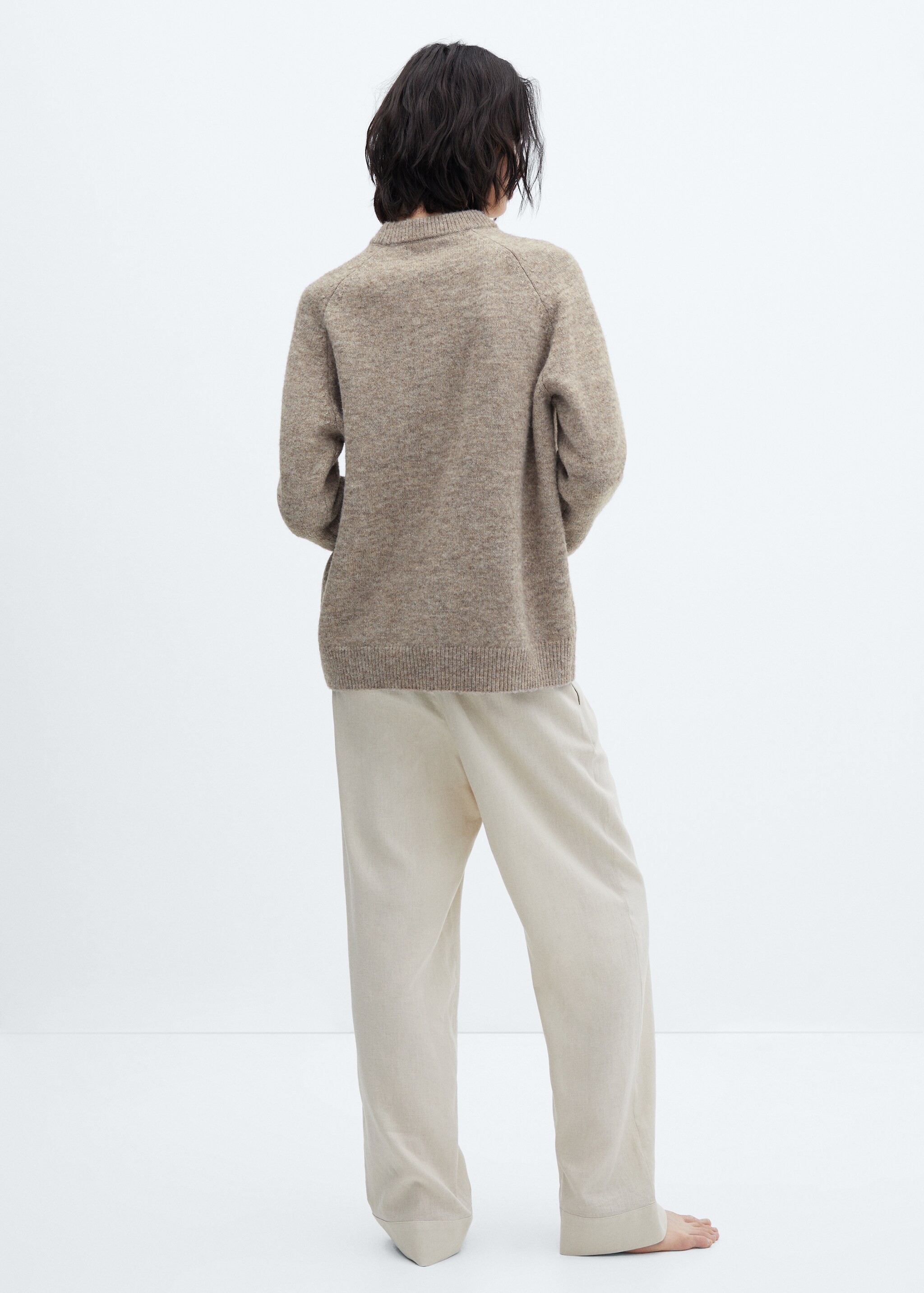 Cotton-linen round-neck knitted sweater - Reverse of the article