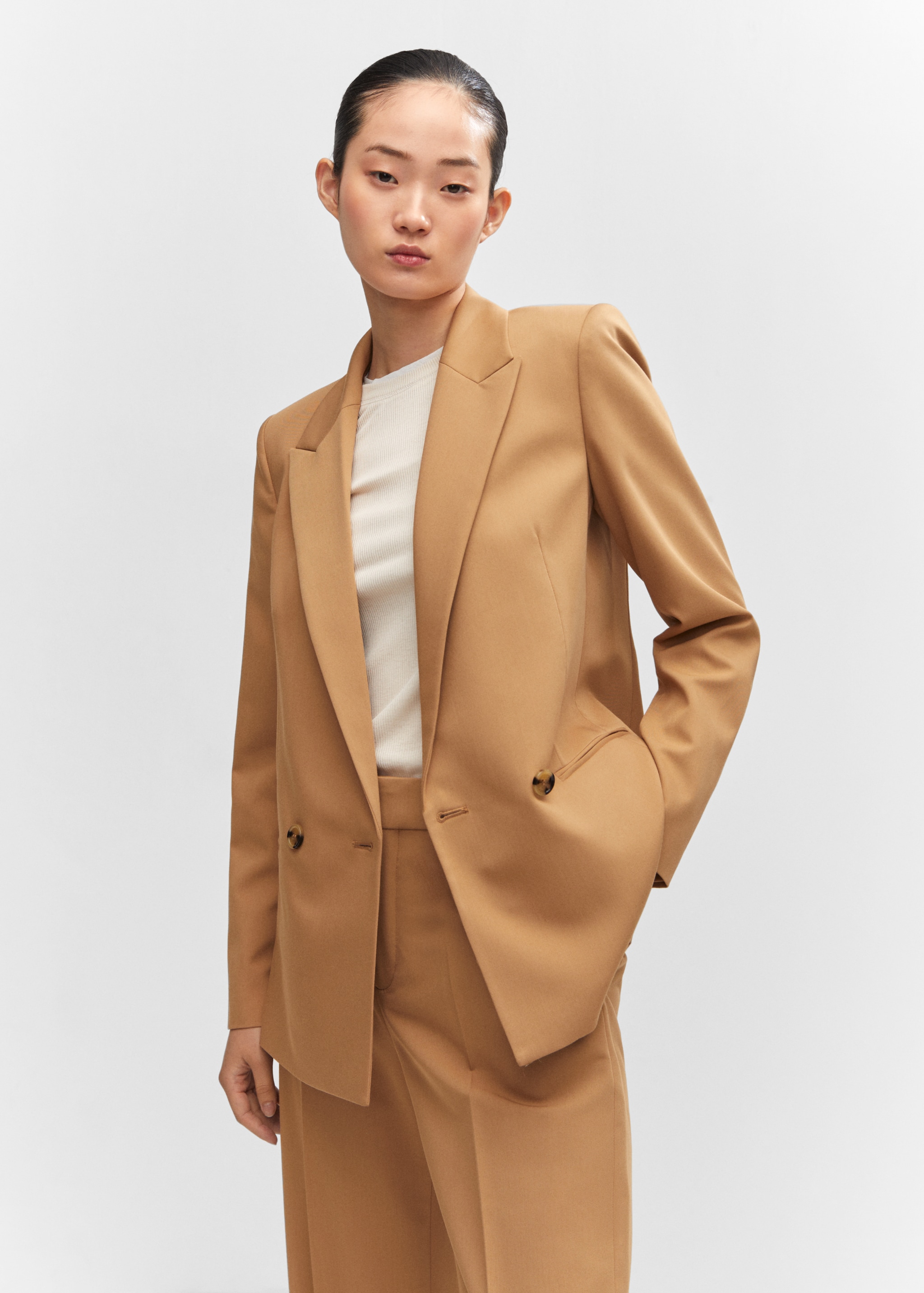 Tan Blazer Camel Color Womens Blazer Double-breasted Blazer