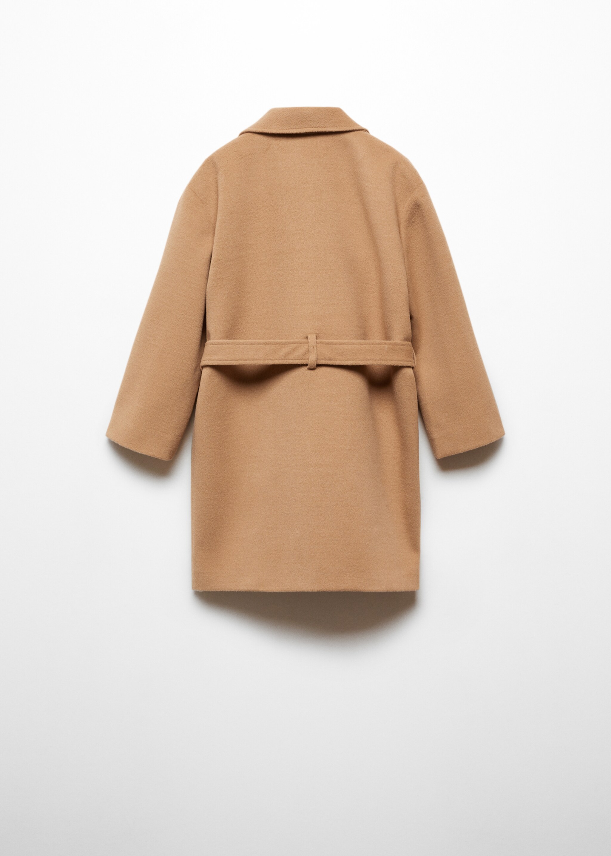 Coat with lapels and belt - Reverse of the article, Medium Brown. Ref: 57044759-00.