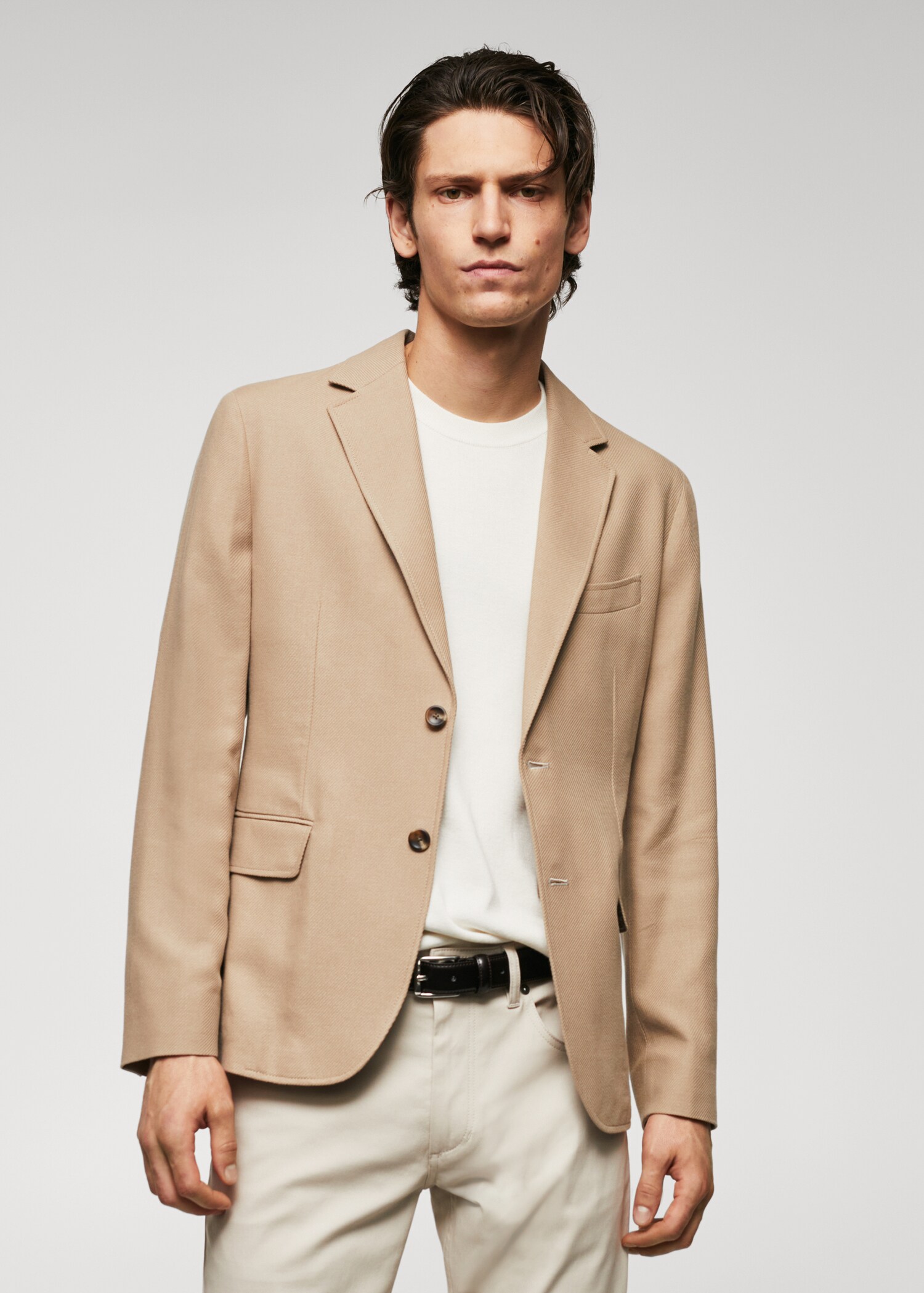 Structured slim fit cotton blazer - Medium plane
