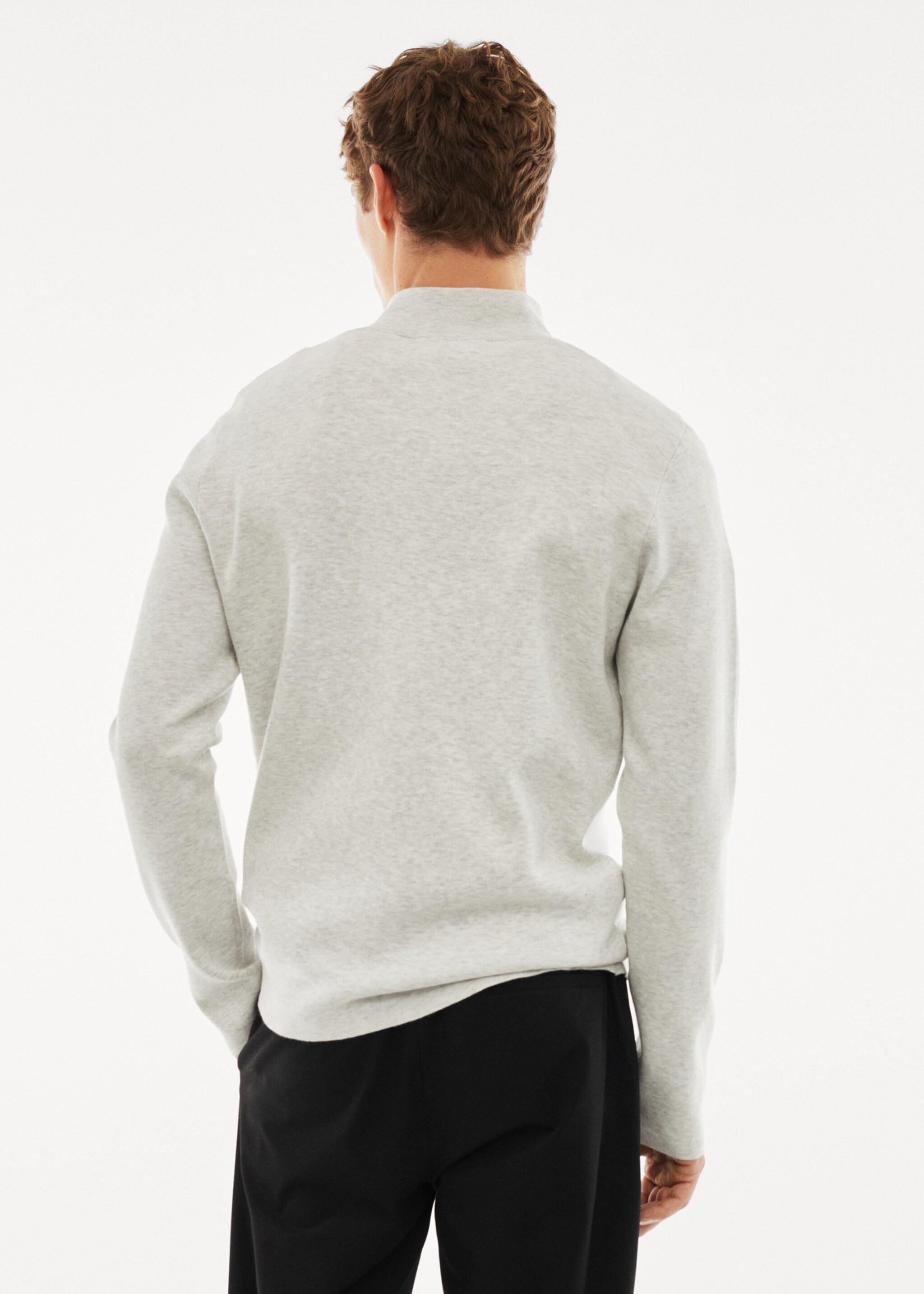 Perkins-neck sweater with zip - Reverse of the article, Ice Grey. Ref: 57044762-00.