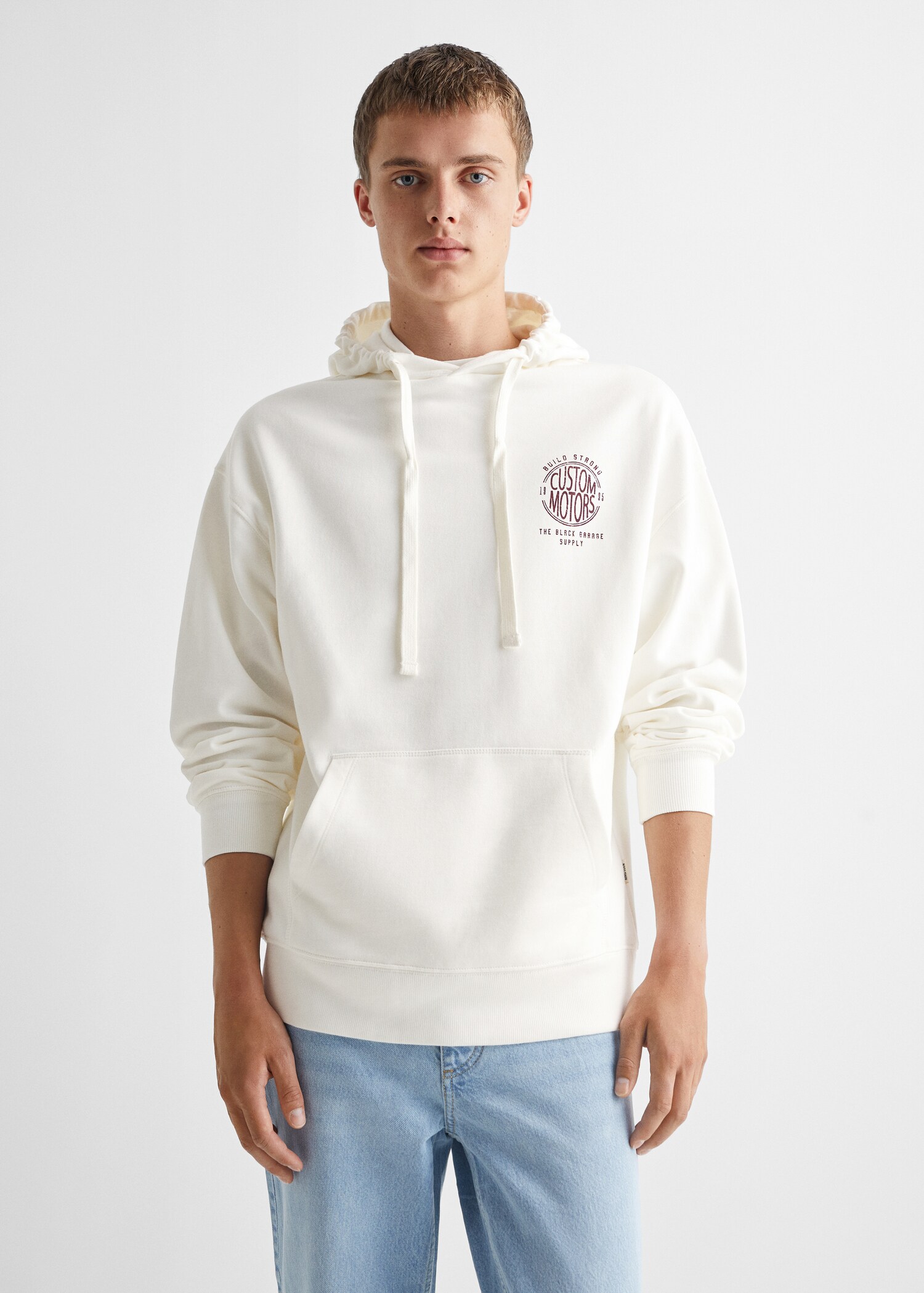 Sudadera estampada capucha - Plano medio