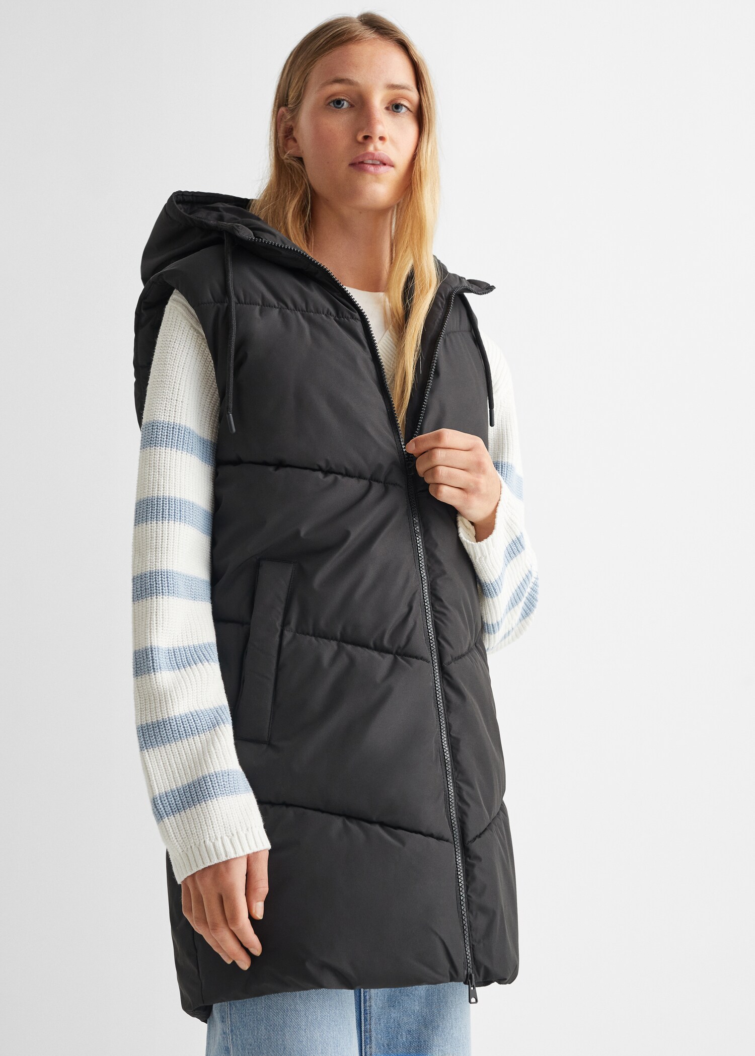 Long quilted gilet - Medium plane