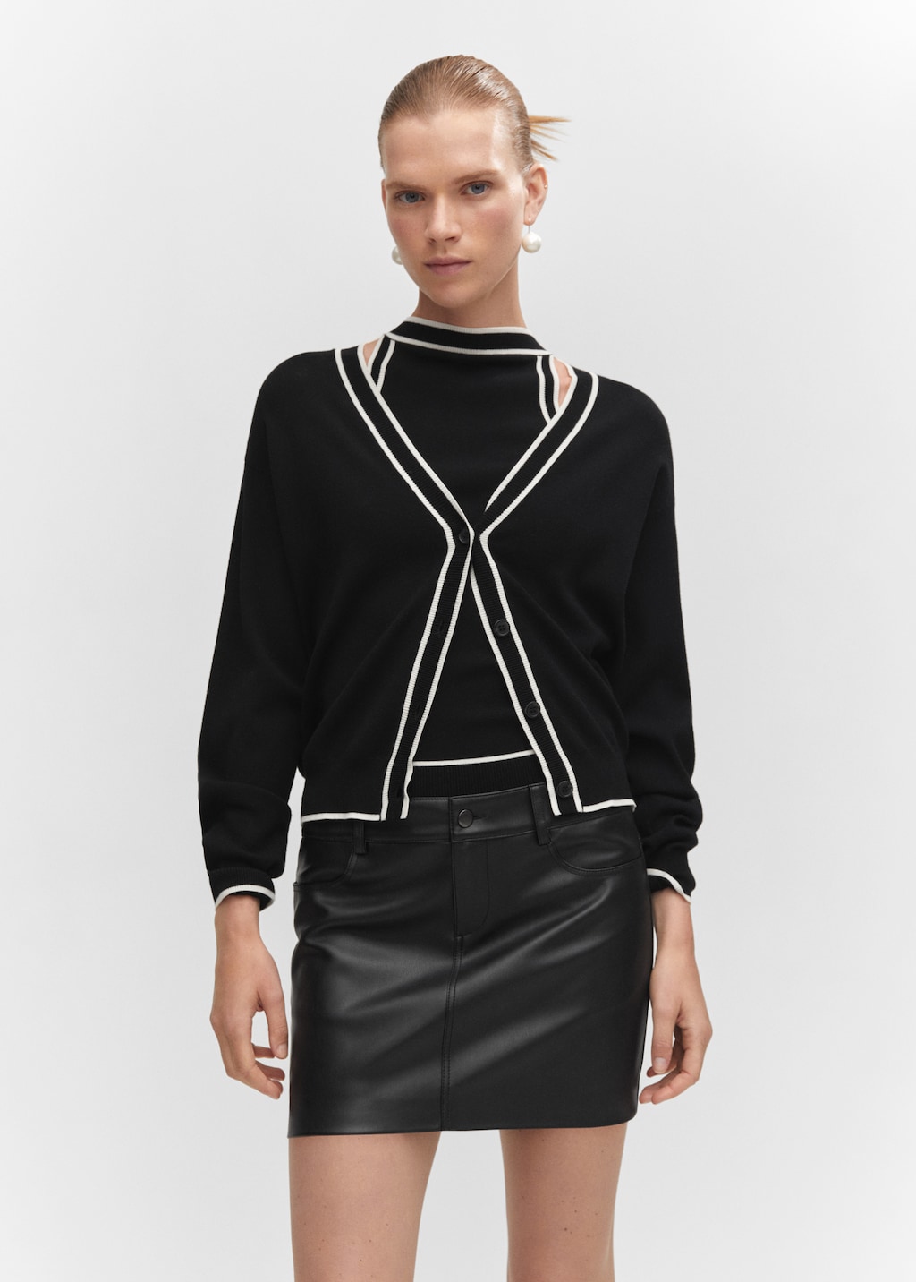 Leather effect mini skirt
