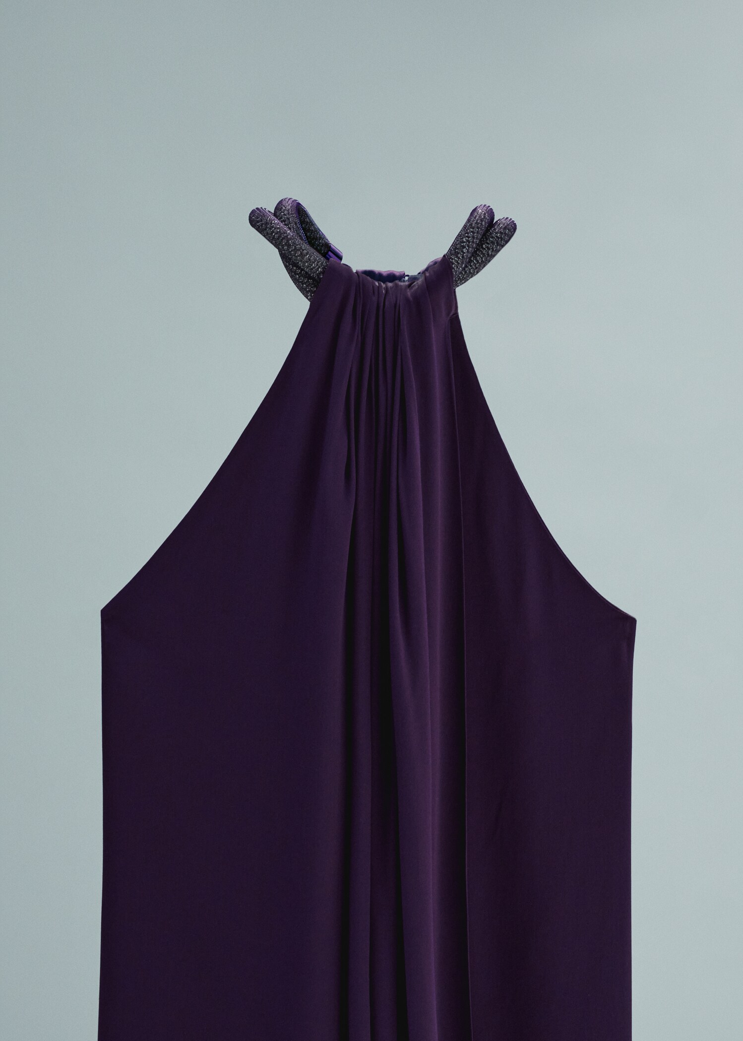 Robe satinée col rigide strass - Détail de l'article 8