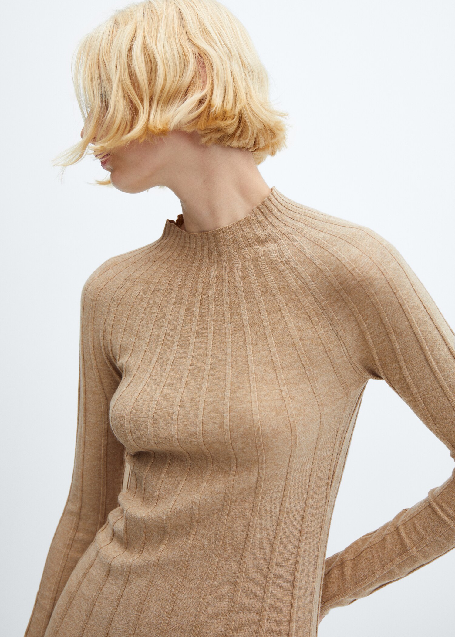 Rippkleid mit halbhohem Kragen - Detail des Artikels 1