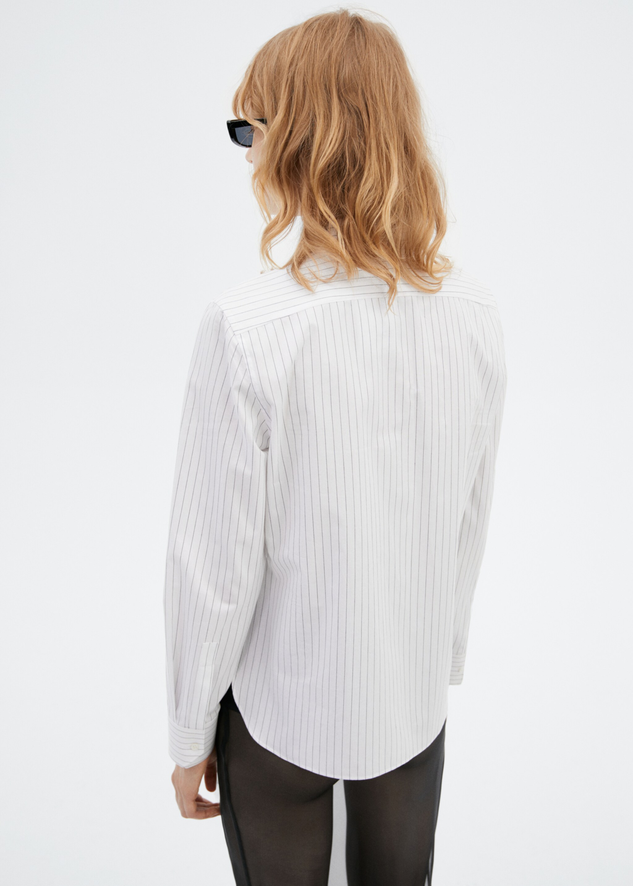 Slim fit striped cotton shirt - Reverse of the article, White. Ref: 57045809-00.