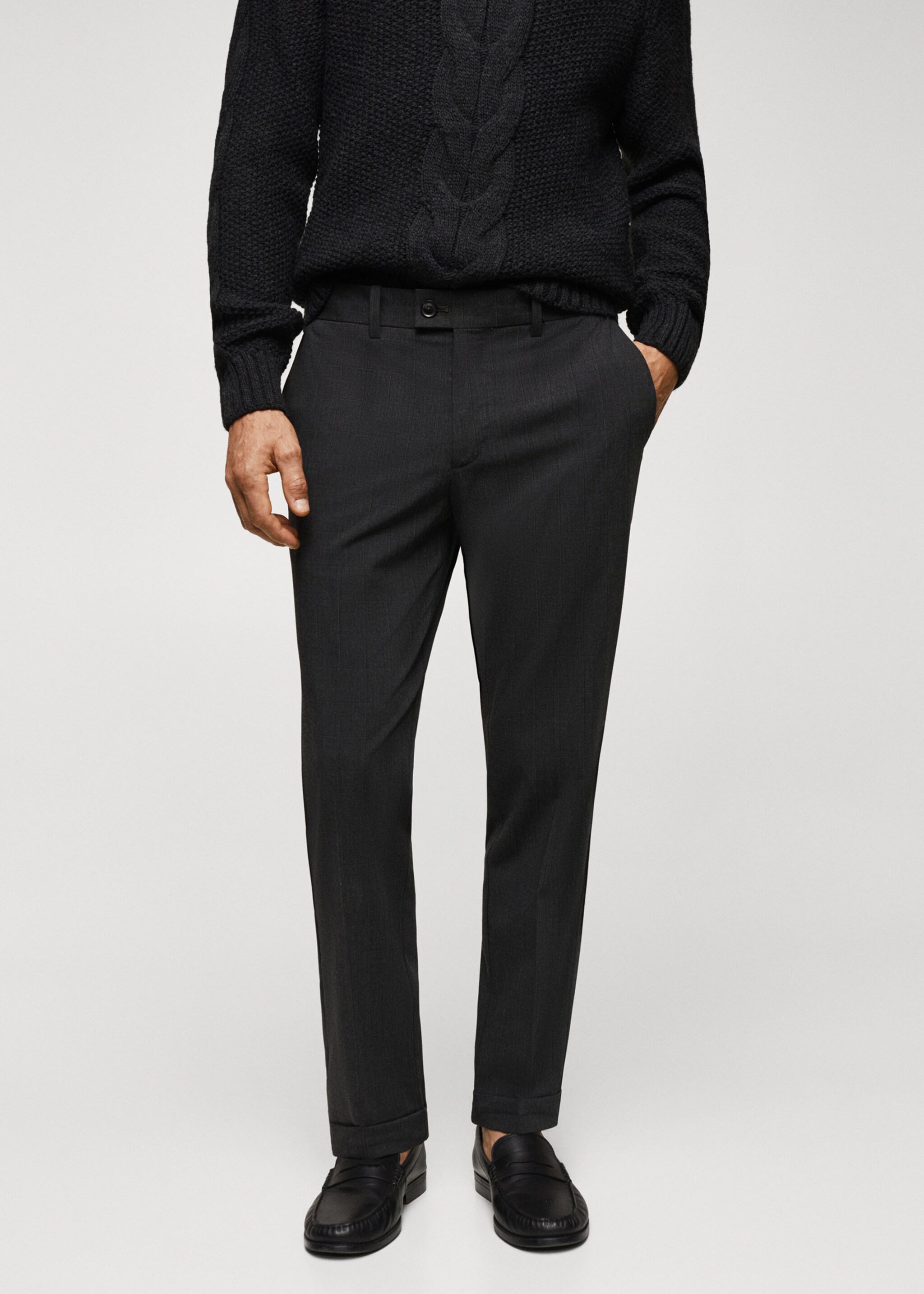 Recycled fabric check trousers - Medium plane