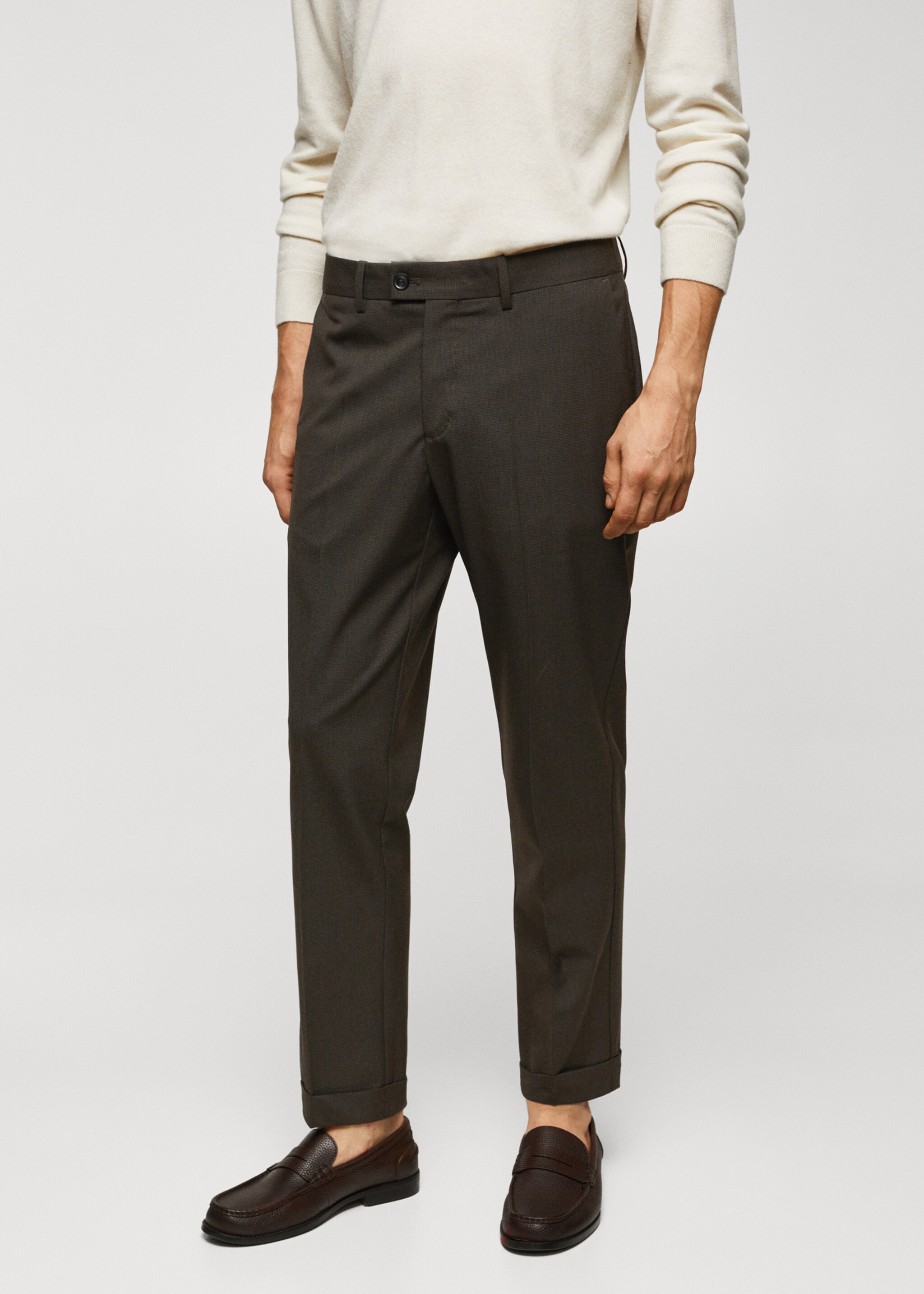 Micro-houndstooth wool-blend slim-fit trousers - Medium plane