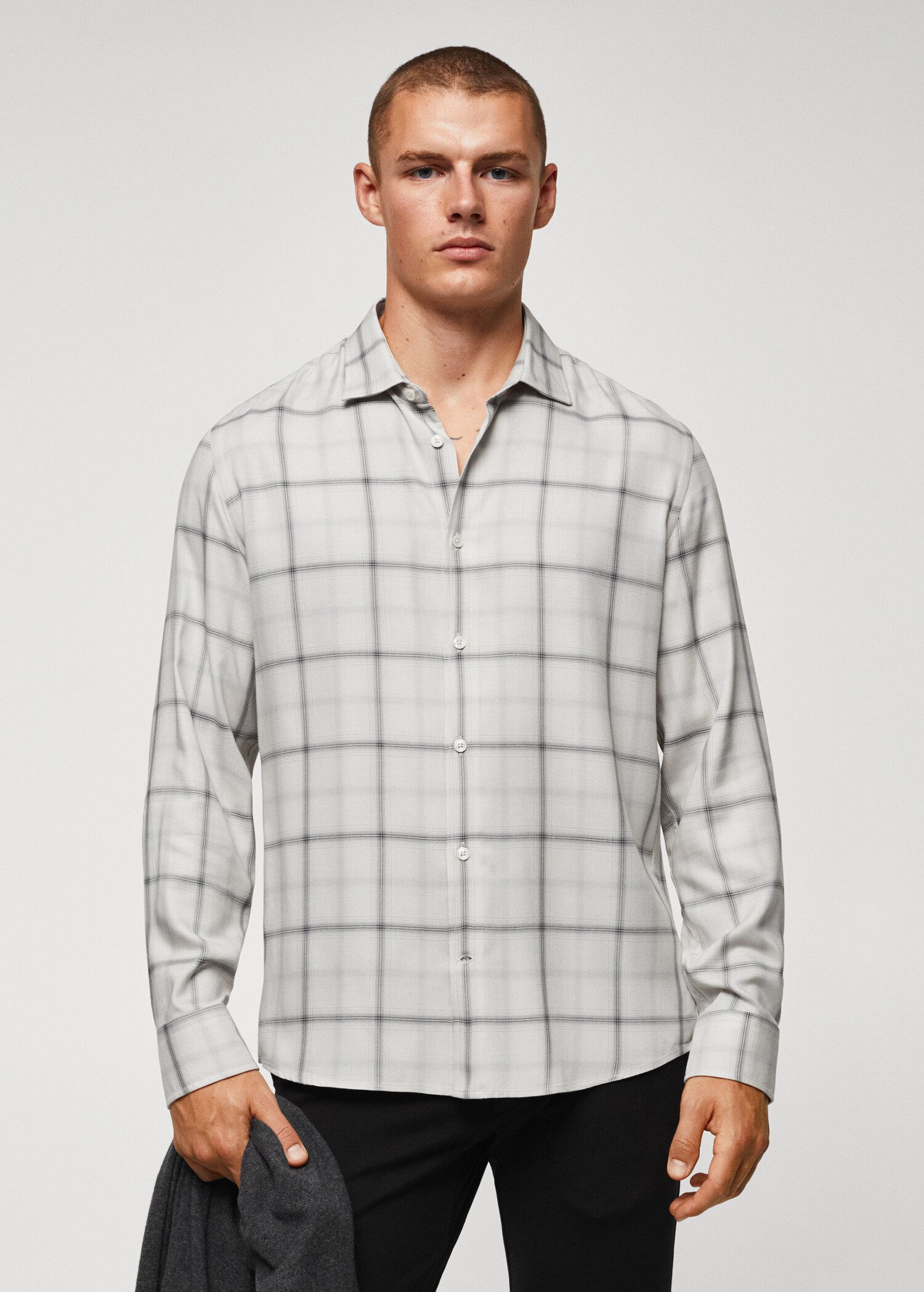 Camisa regular fit cuadro ventana - Plano medio