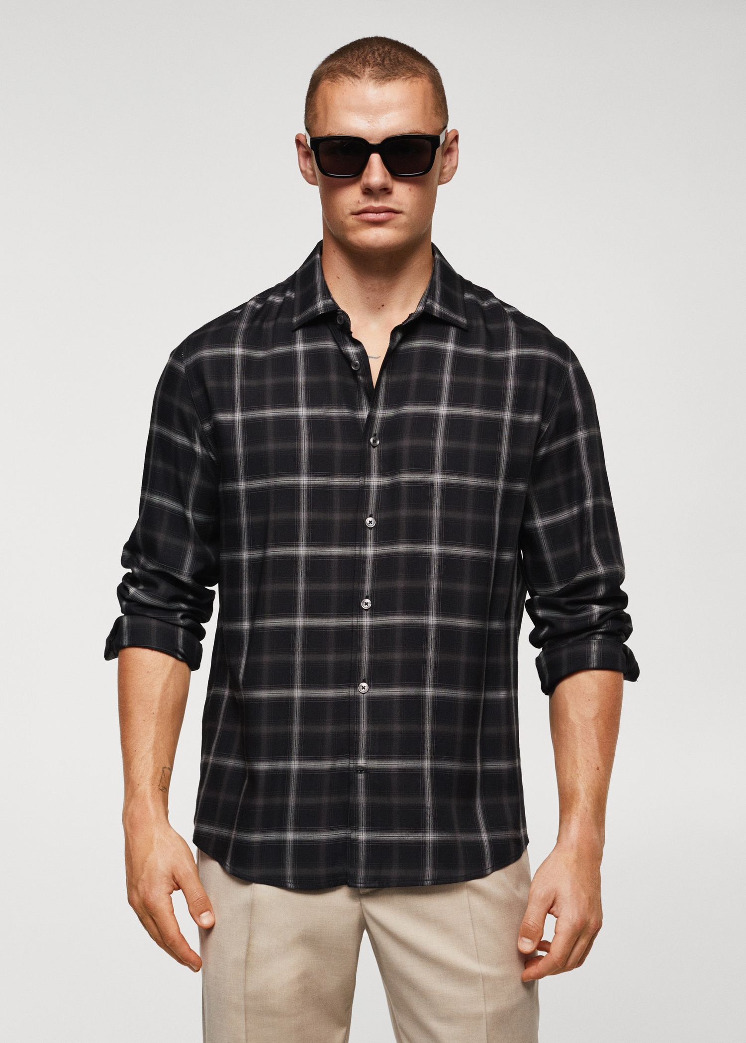 Camisa regular fit cuadro ventana - Main Image