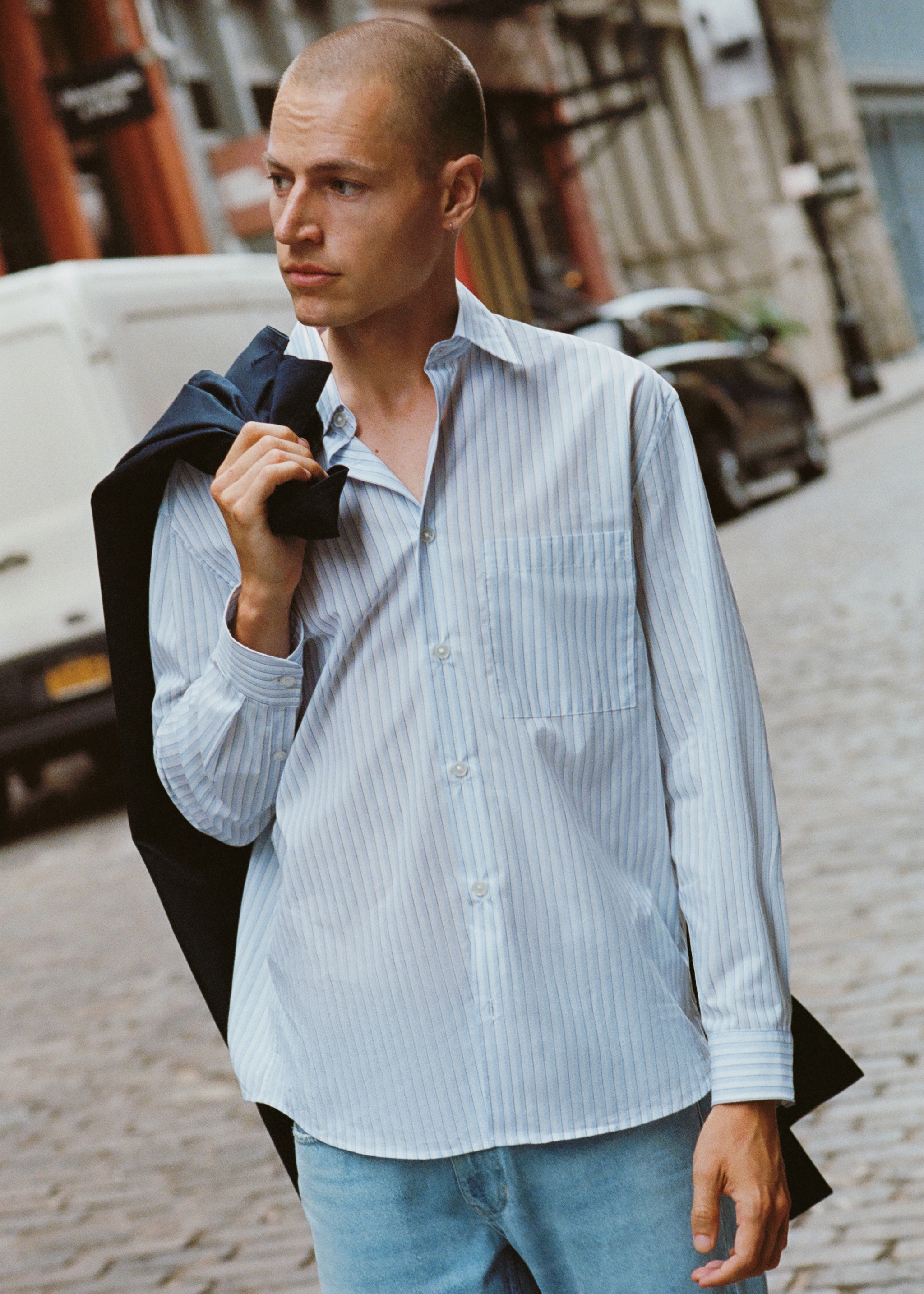 Camisa oversize algodón rayas - Main Image