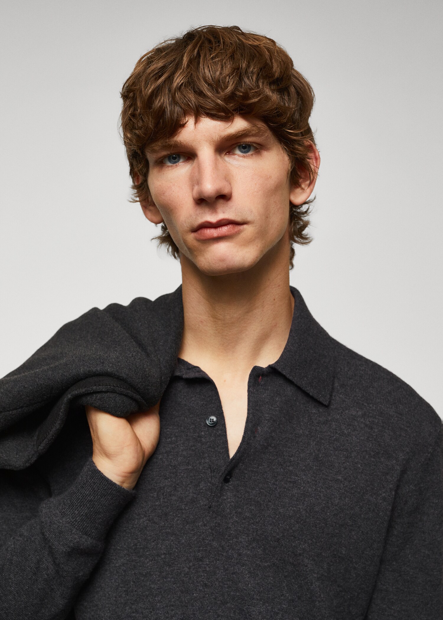 Long-sleeved fleece polo shirt - Details of the article 1