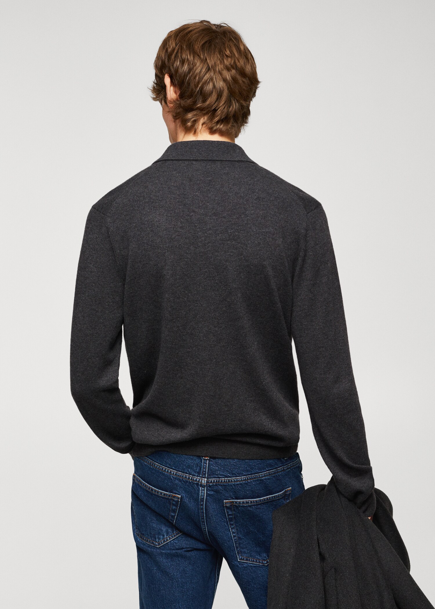 Long-sleeved fleece polo shirt - Reverse of the article