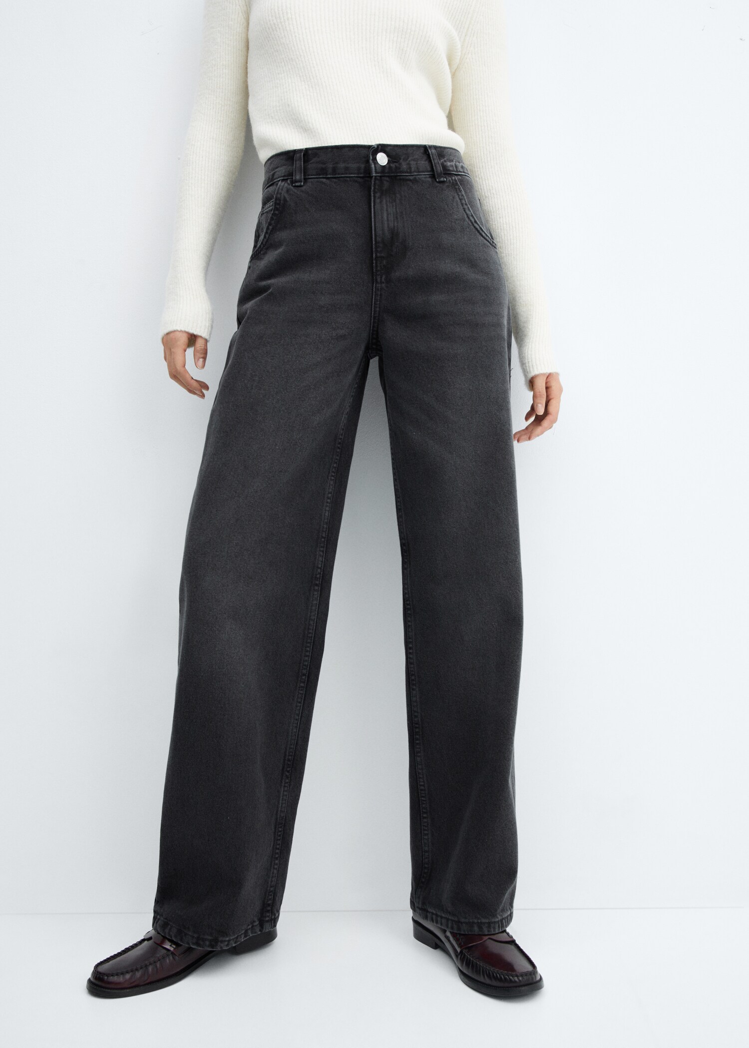 Low waist wide-leg jeans - Medium plane