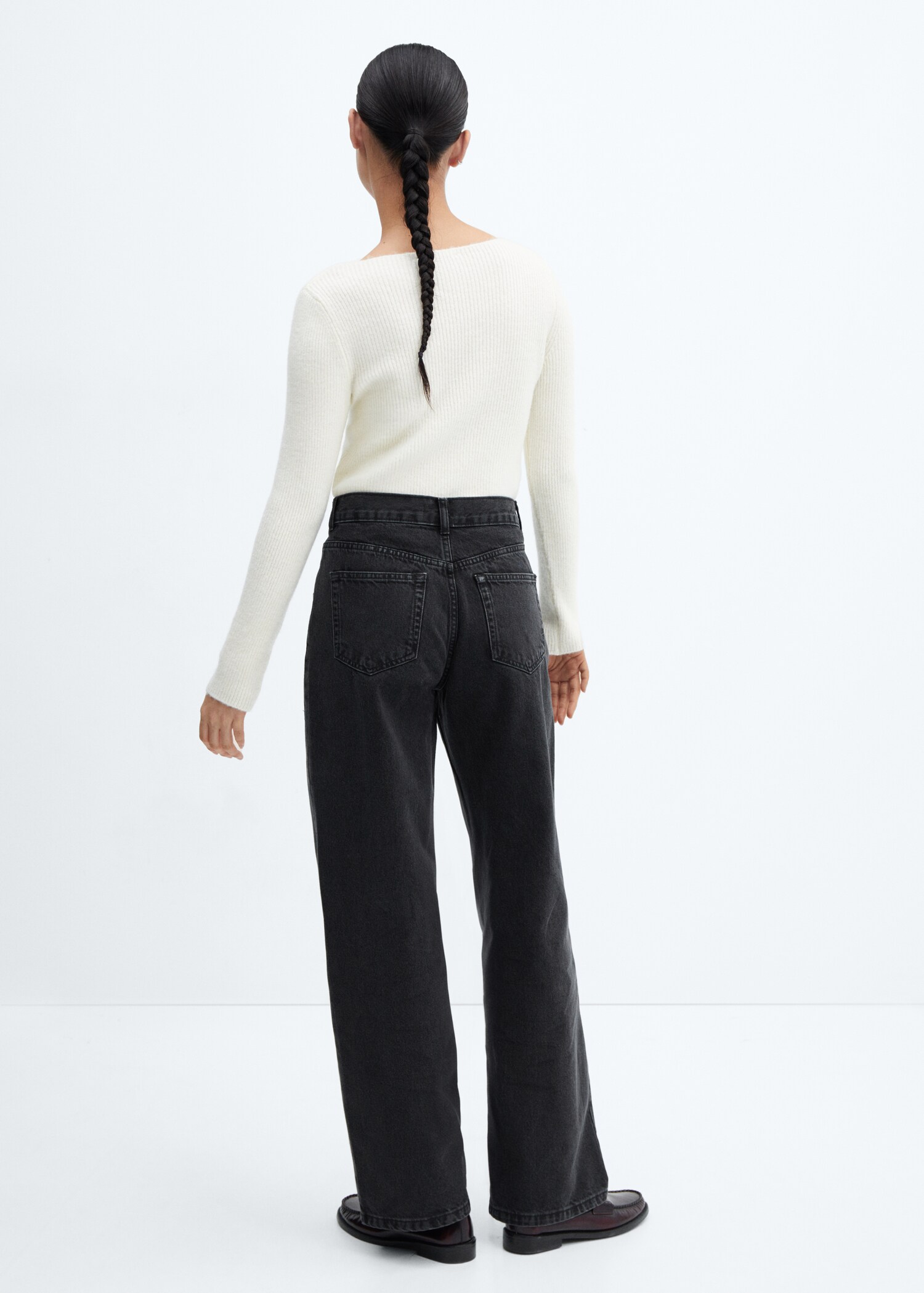 Low waist wide-leg jeans - Reverse of the article