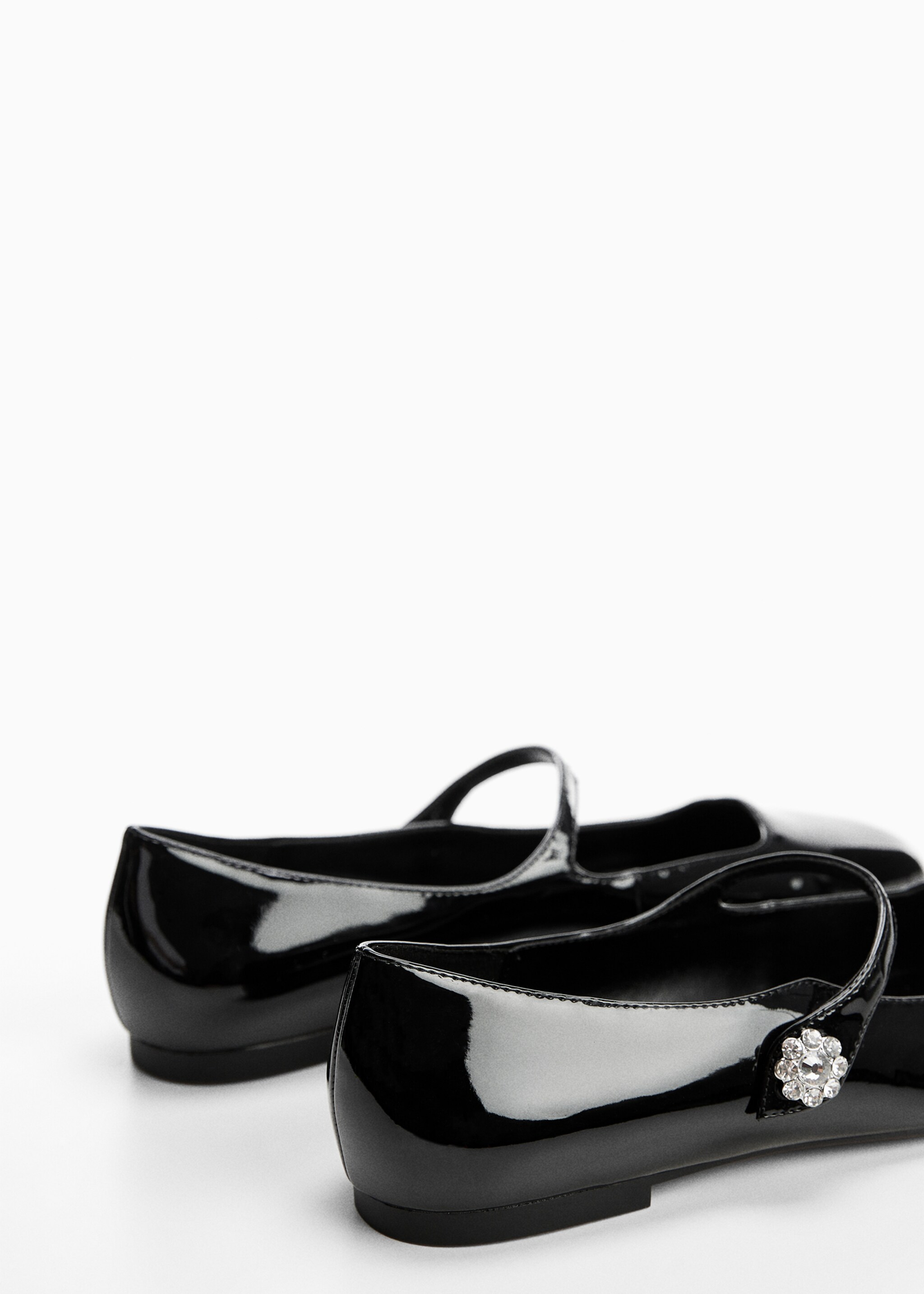 Jewelled patent leather-effect ballet flats - Details of the article 2, Black. Ref: 57045967-00.
