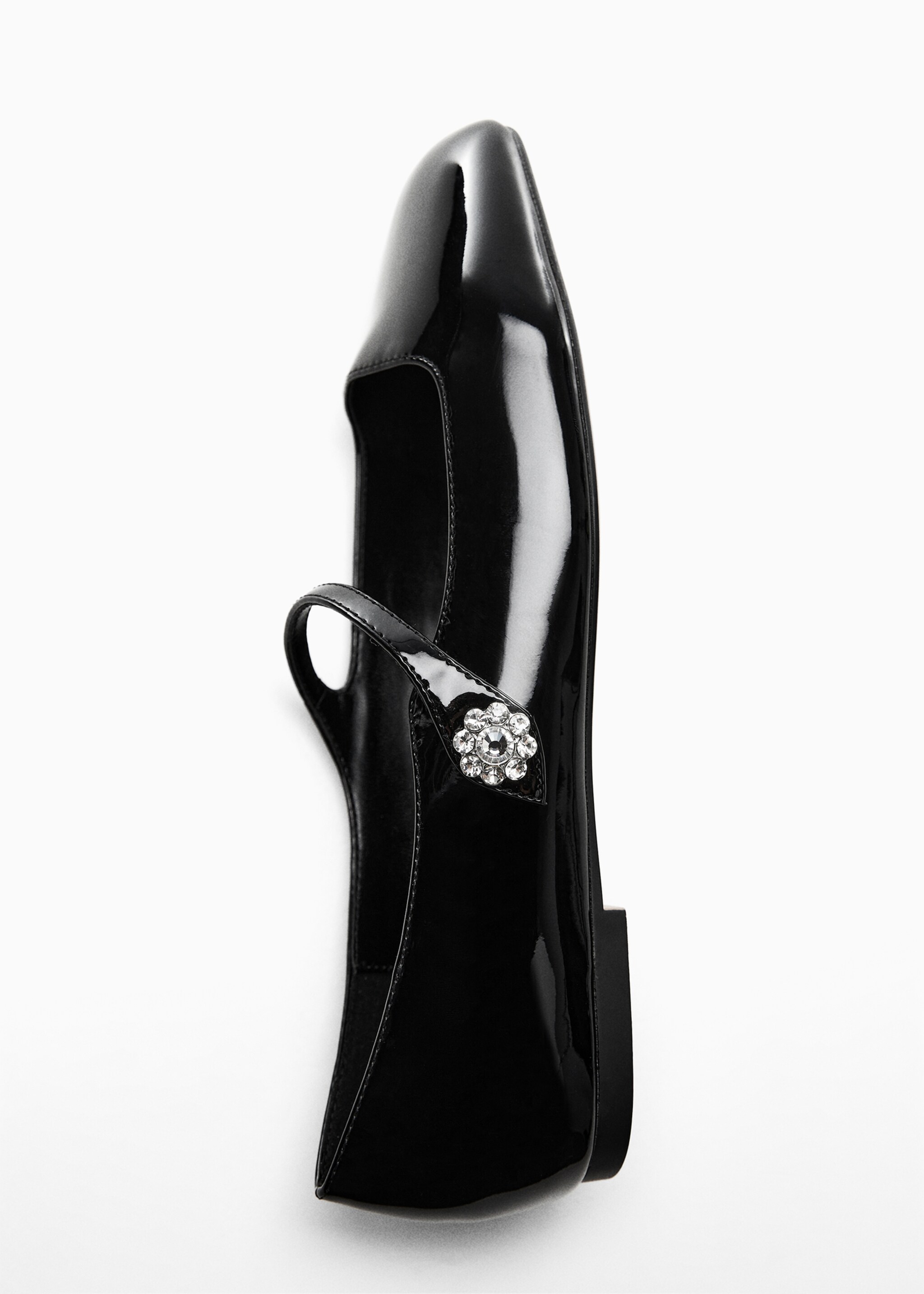 Jewelled patent leather-effect ballet flats - Details of the article 5, Black. Ref: 57045967-00.