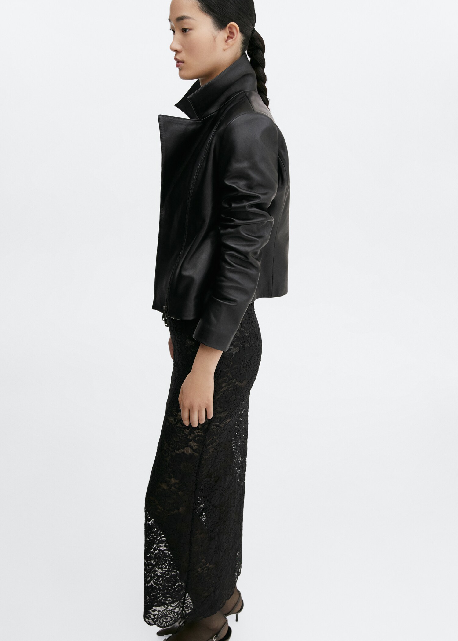 Leather biker jacket - Details of the article 2