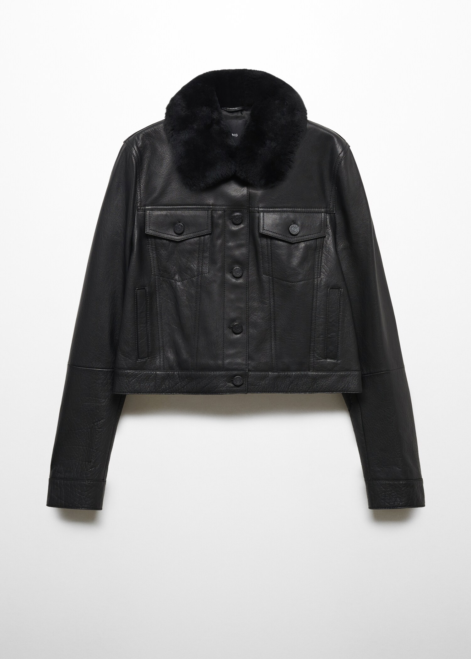 Suede jacket with fur-effect collar - Article without model