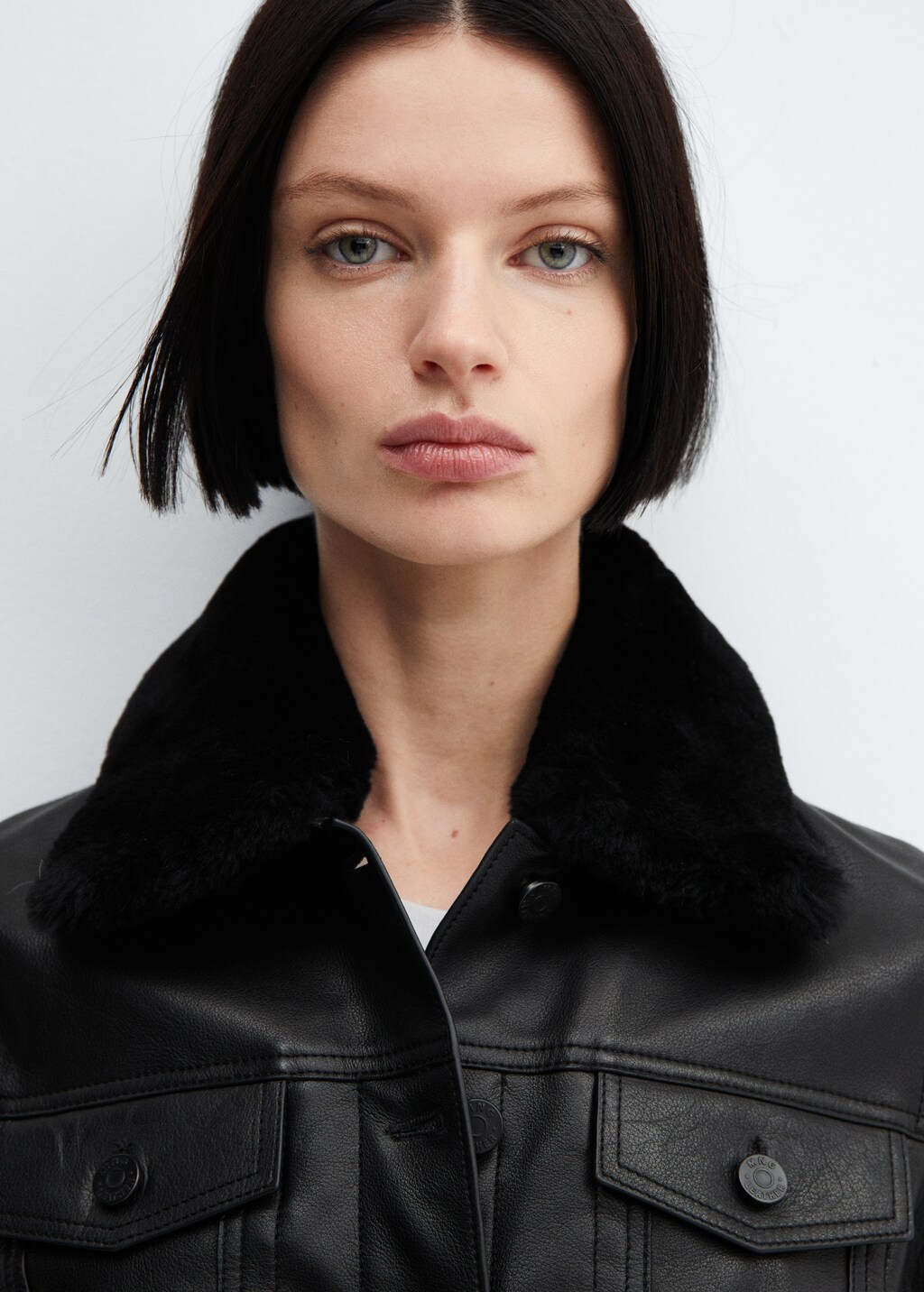 Veste en cuir col fourrure femme hotsell