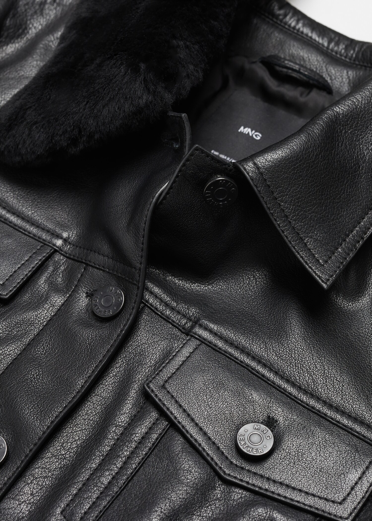 Suede jacket with fur-effect collar - Details of the article 8