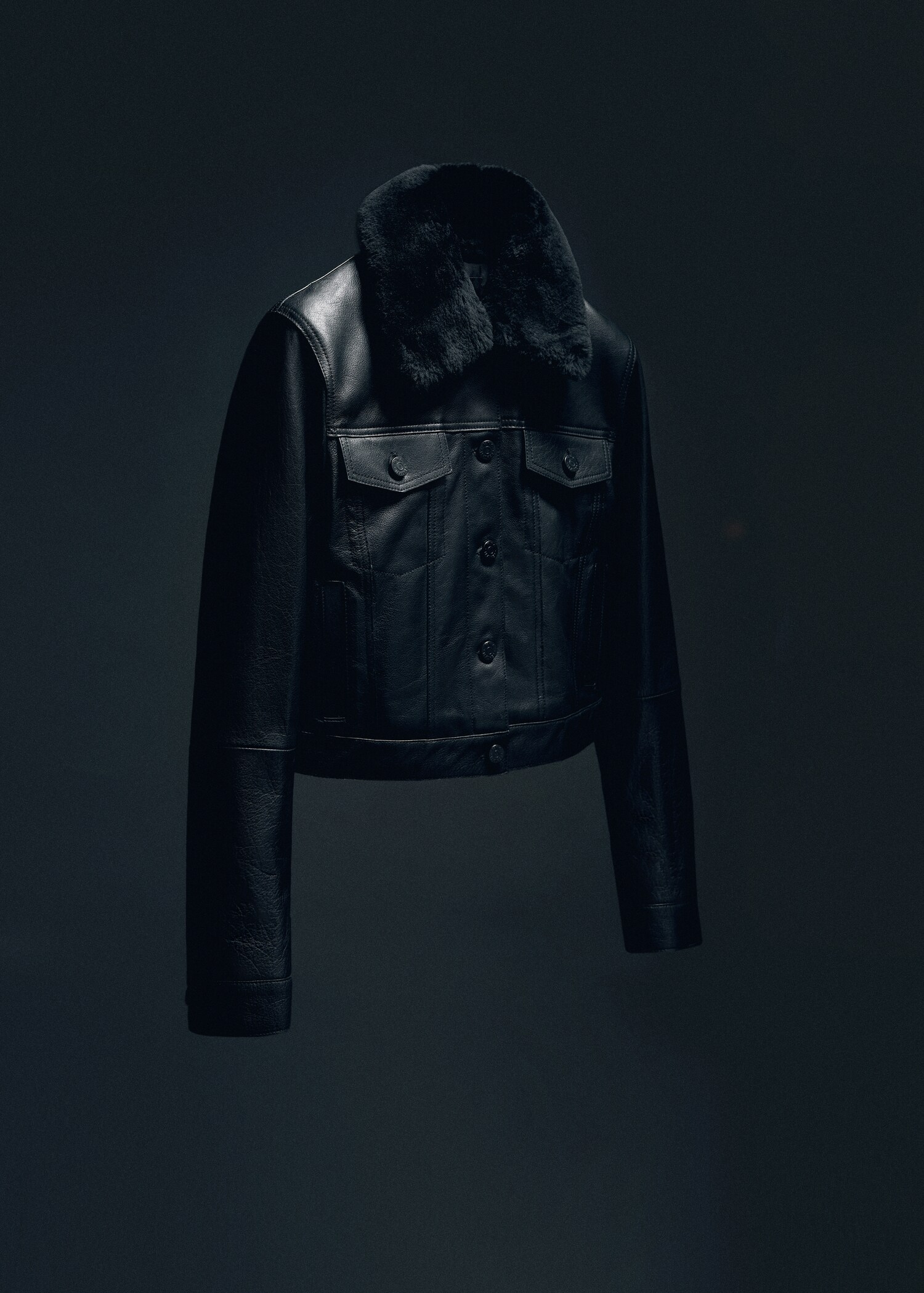 Suede jacket with fur-effect collar - Details of the article 9
