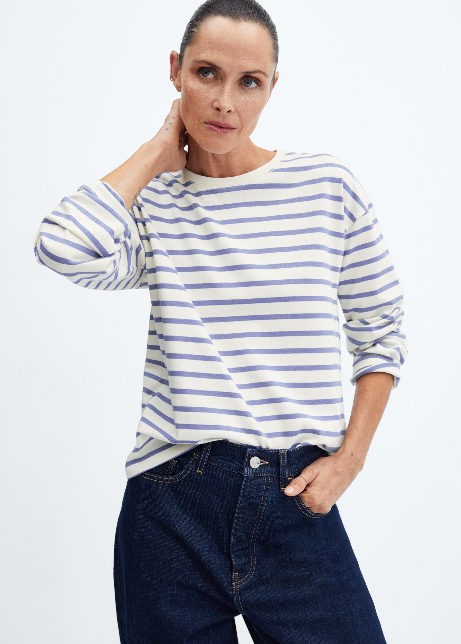 Striped round-neck sweatshirt - Medium plane