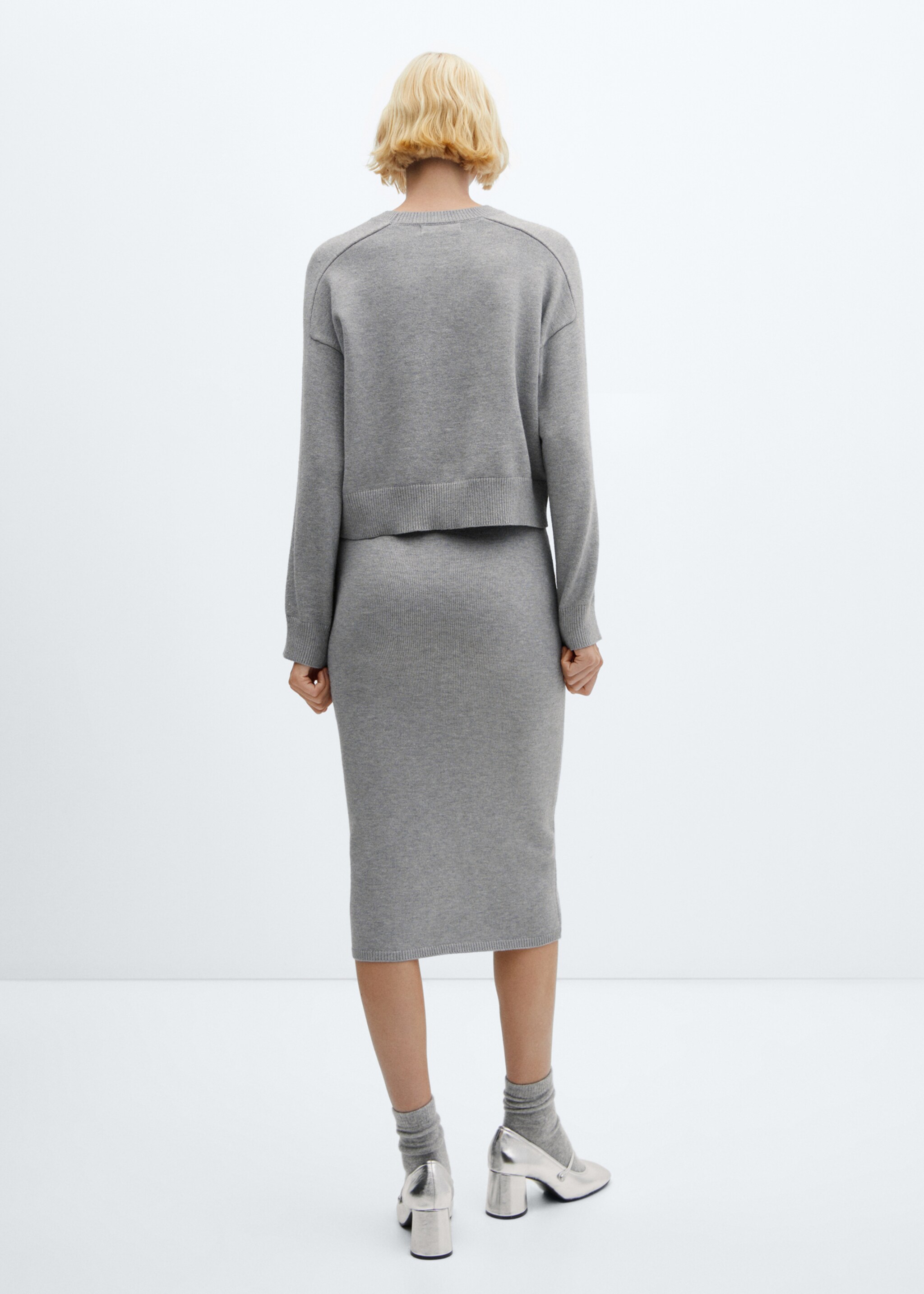 Ribbed midi skirt - Reverse of the article, Medium Heather Grey. Ref: 57046312-00.