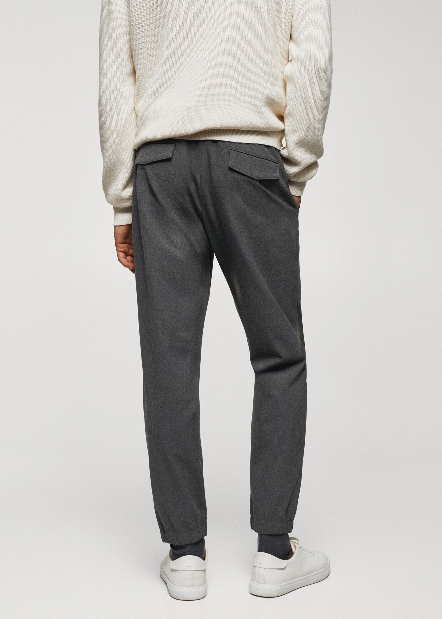 Slim-fit jogger trousers with drawstring - Reverse of the article