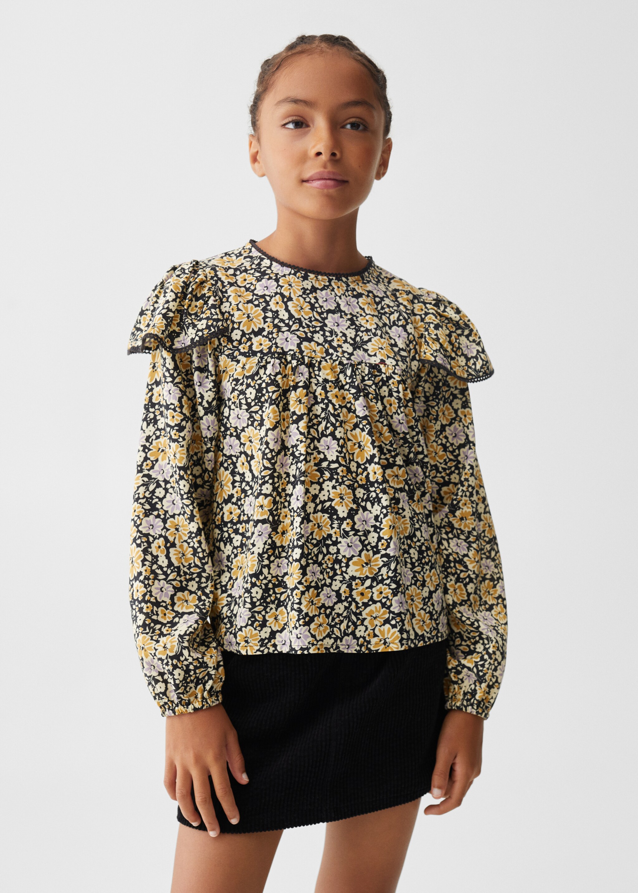 Bluse mit Blumenmuster - Mittlere Ansicht