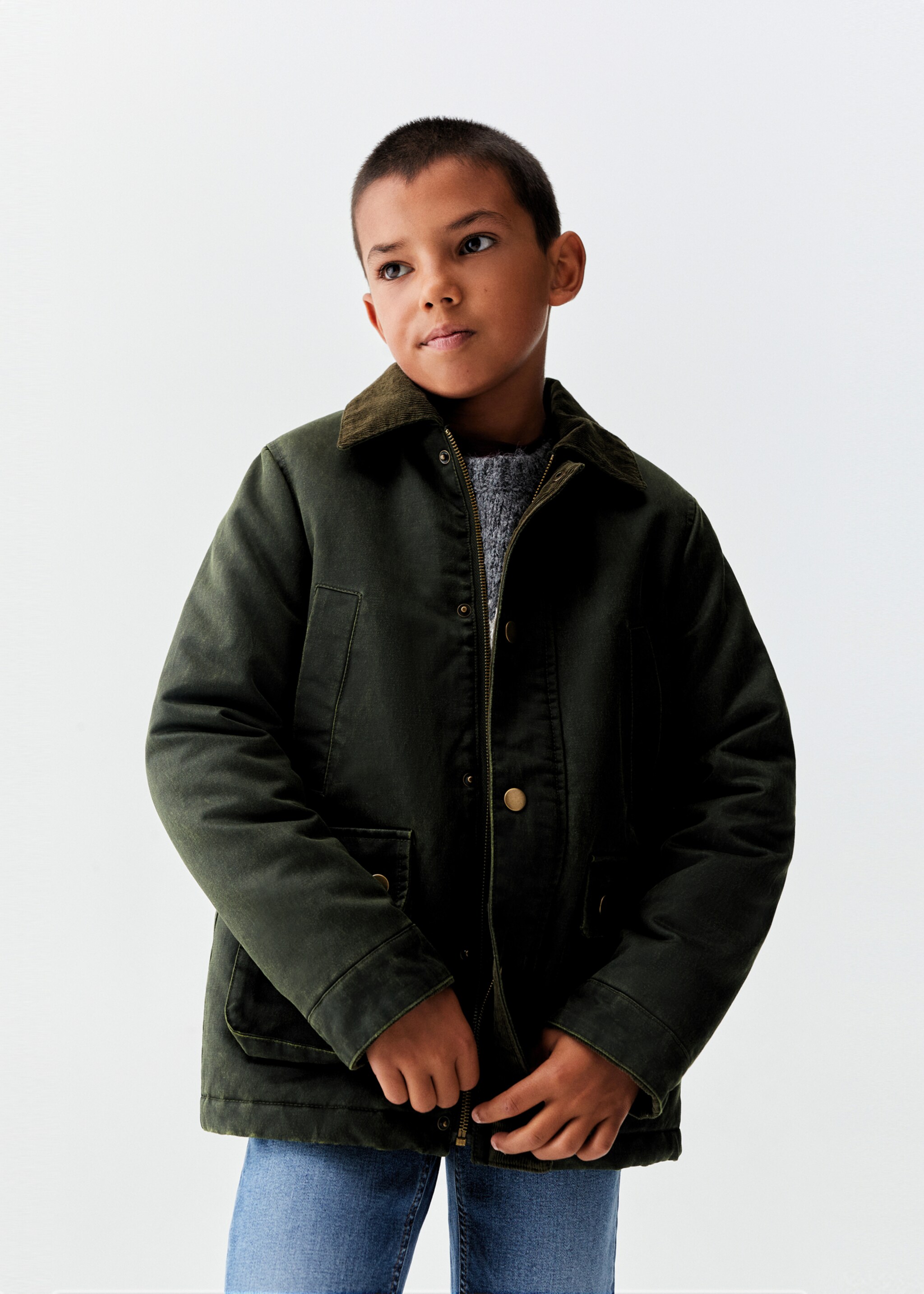 Waxed-effect short parka - Details of the article 2