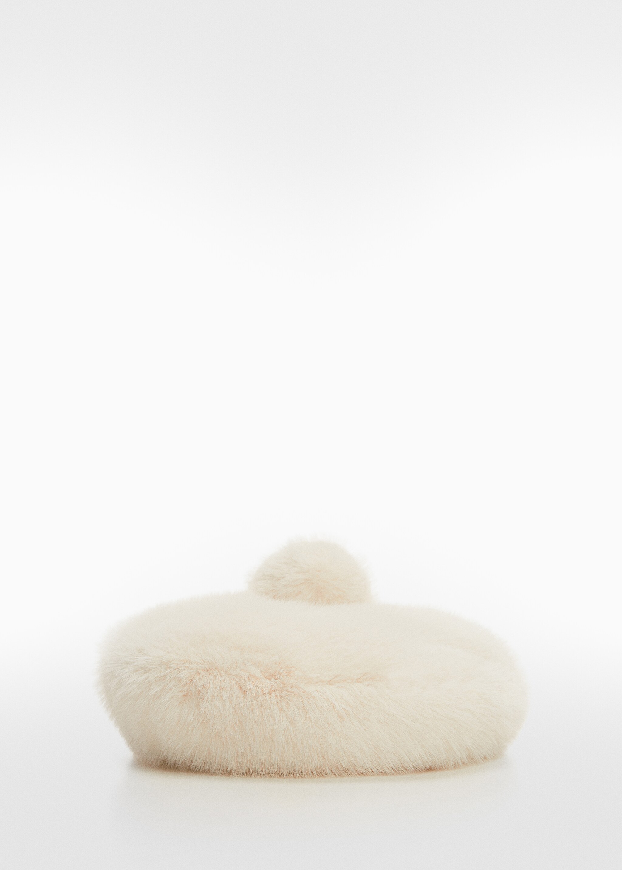 Fur-effect beret with pompom  - Article without model