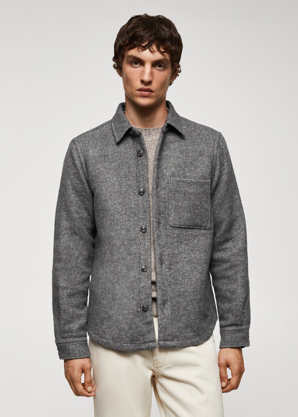 Wool overshirt with pocket - Men | MANGO OUTLET USA Wool overshirt with pocket - Men | MANGO OUTLET USA