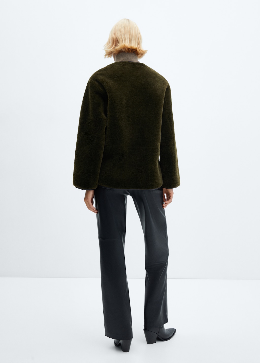 Fur effect coat with appliques Women MANGO OUTLET USA