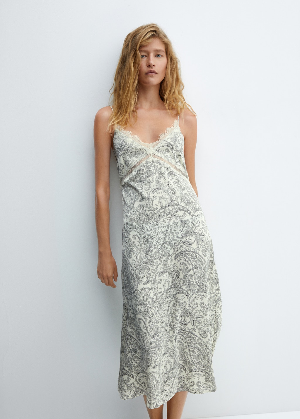 Paisley-print slip dress - Women | MANGO OUTLET USA