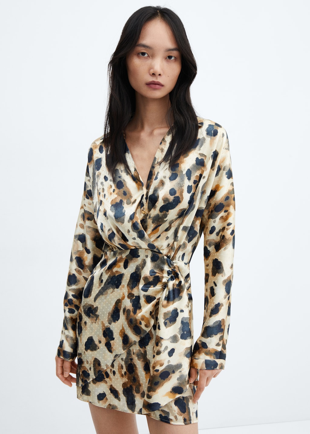 Womens leopard print wrap dress clearance